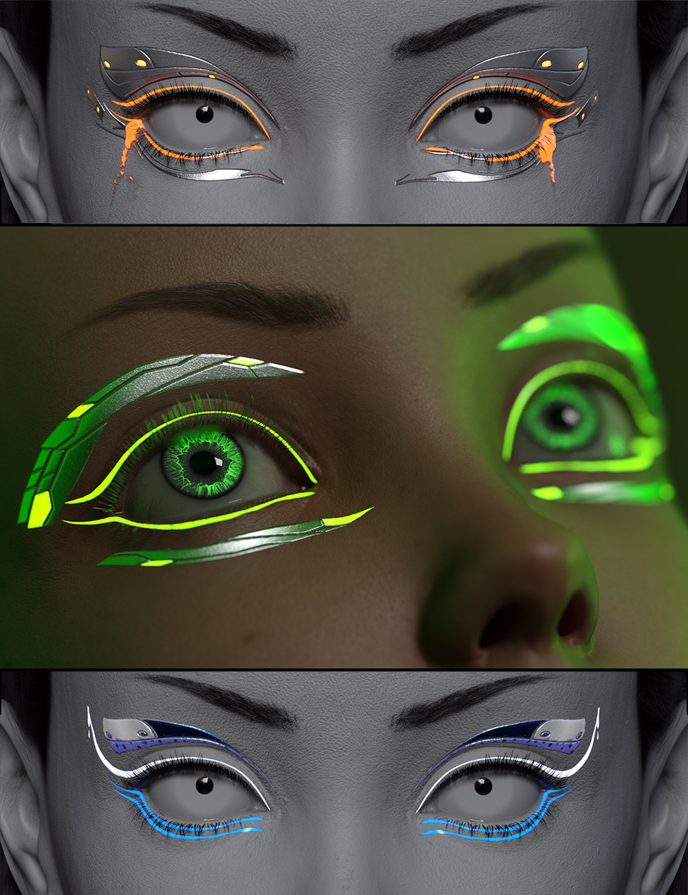 Irregular Sci-Fi Eyeshadow Builder for Genesis 9 by: ForbiddenWhispers, 3D Models by Daz 3D