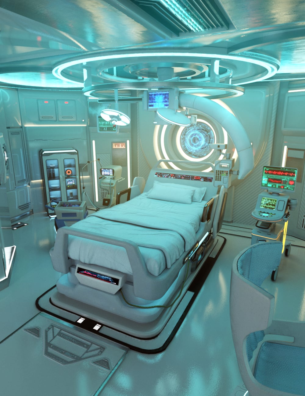 XI Futuristic Hospital Room by: Xivon, 3D Models by Daz 3D