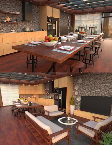 Luxe Stone Kitchen Interior