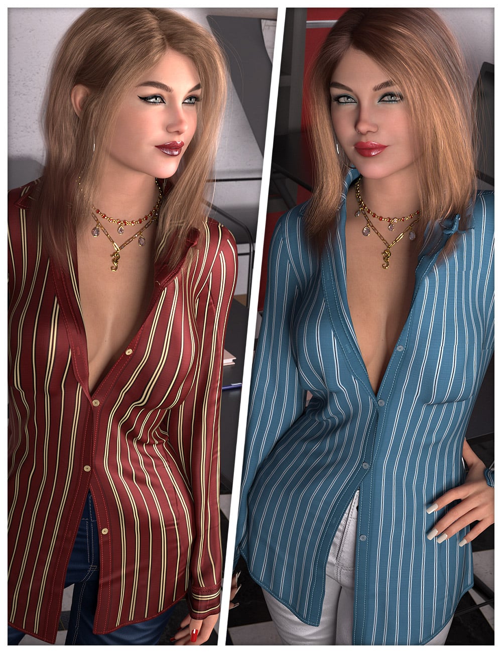 Everyday Textures for dForce SU Long Sleeve Shirt by: ShanasSoulmate, 3D Models by Daz 3D