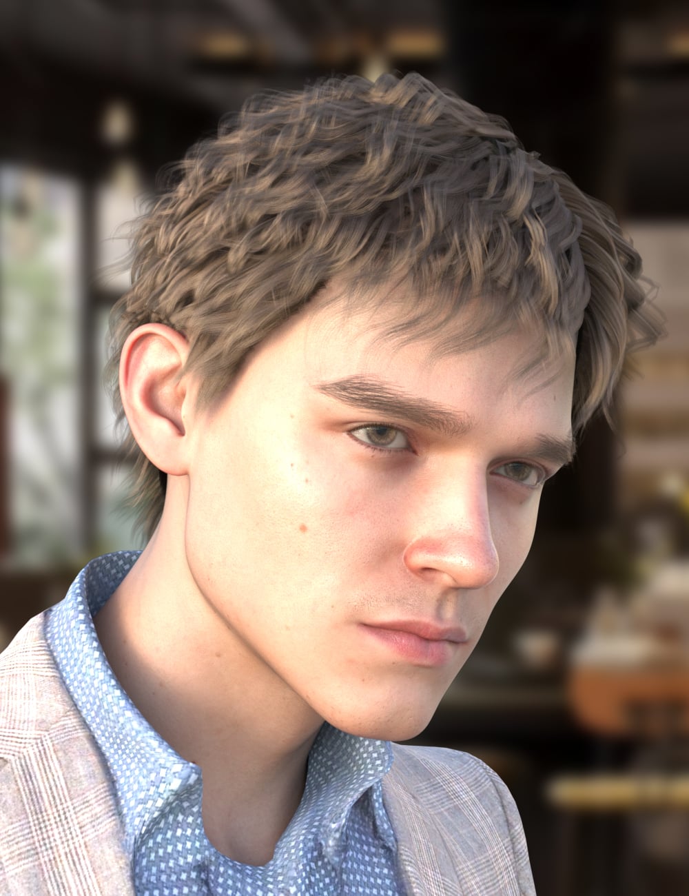 JF Short Curly Textured Hair for Genesis 9 by: Jason Fang, 3D Models by Daz 3D