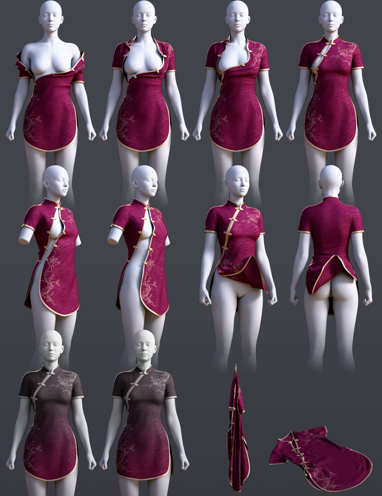 dForce BS Short Qipao Dress for Genesis 9