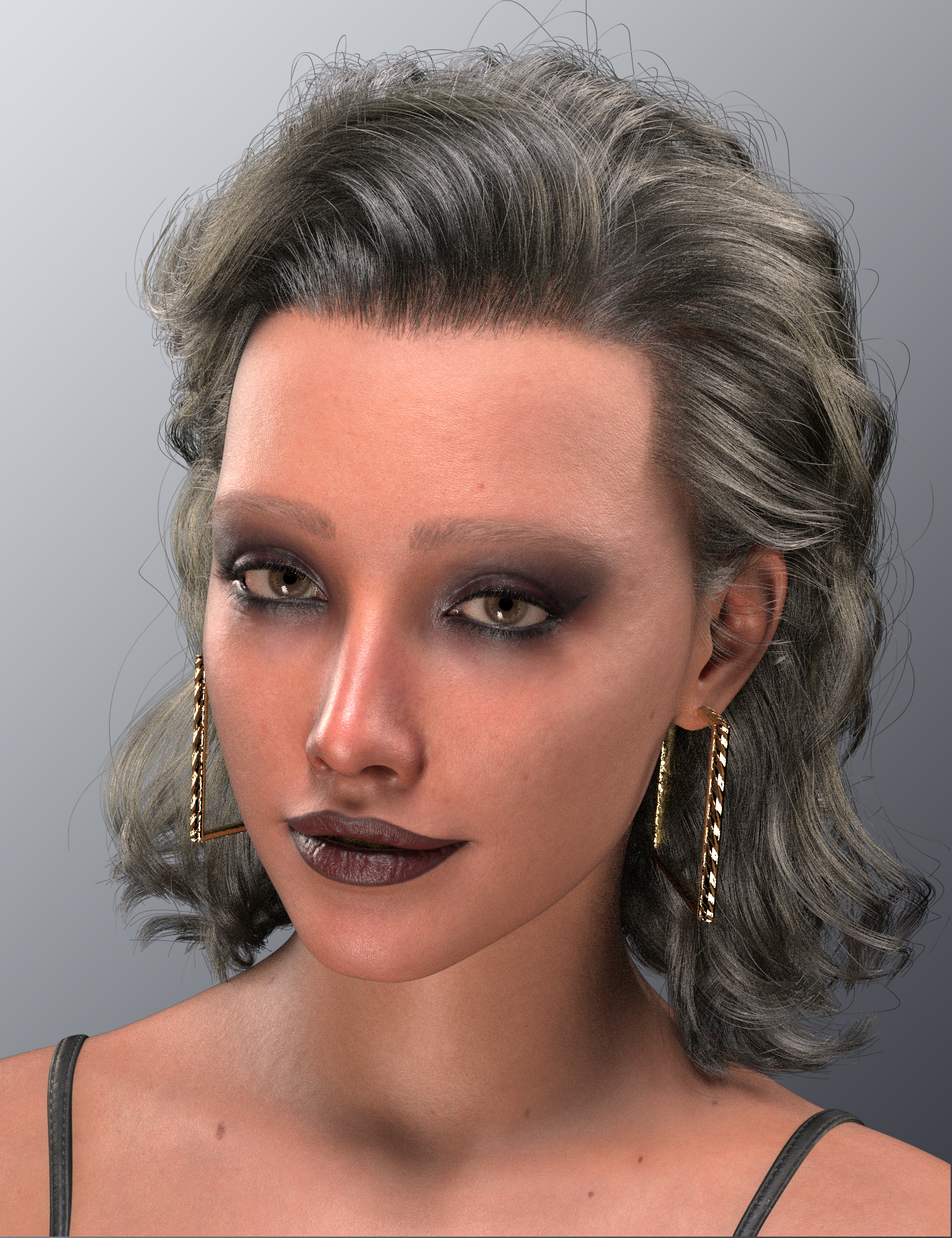 dForce Strand-Based FE Shoulder Length Wavy Hair for Genesis 9 by: FeSoul, 3D Models by Daz 3D