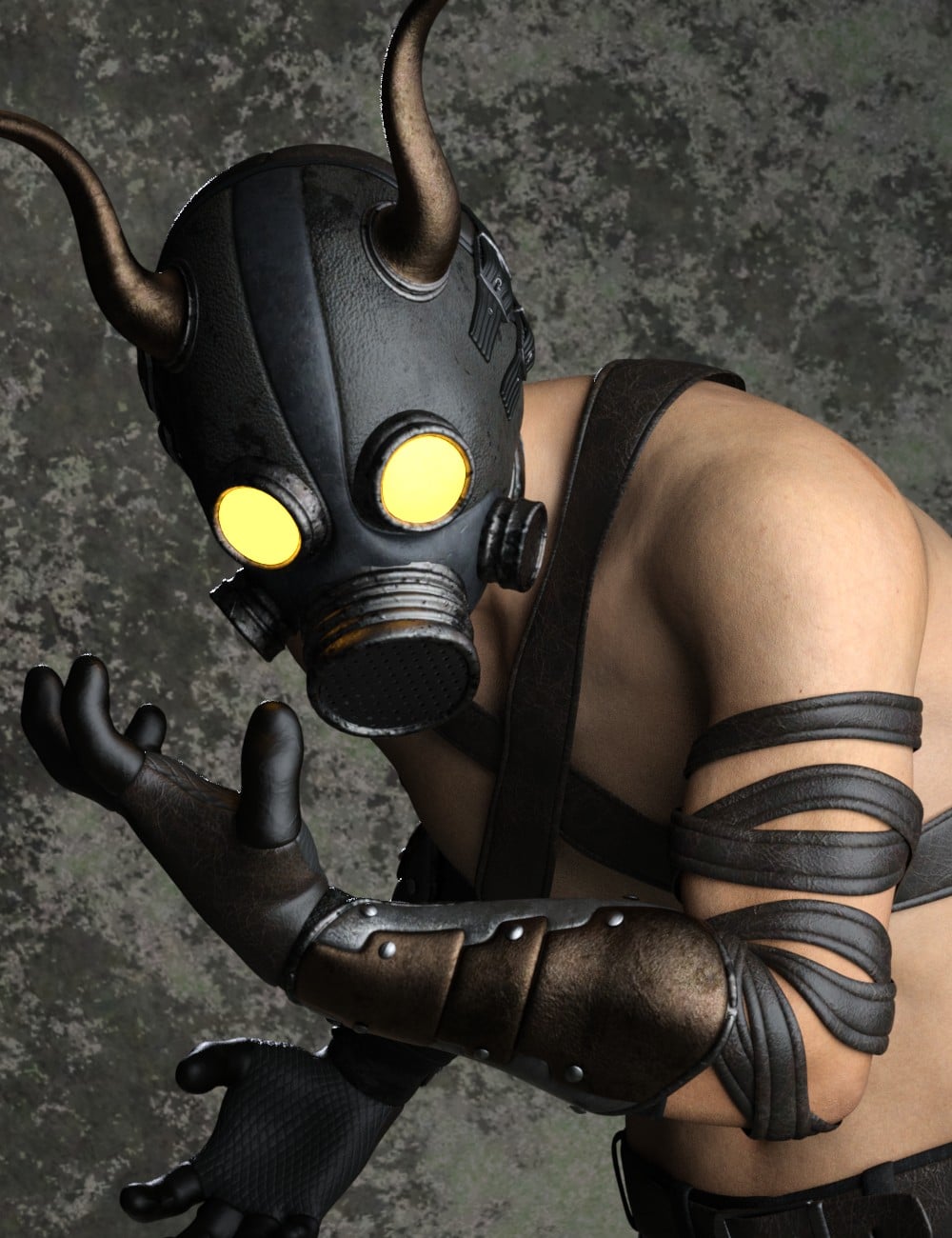 DZ Gas Mask Demon for G9 Masculine by: DZheng, 3D Models by Daz 3D