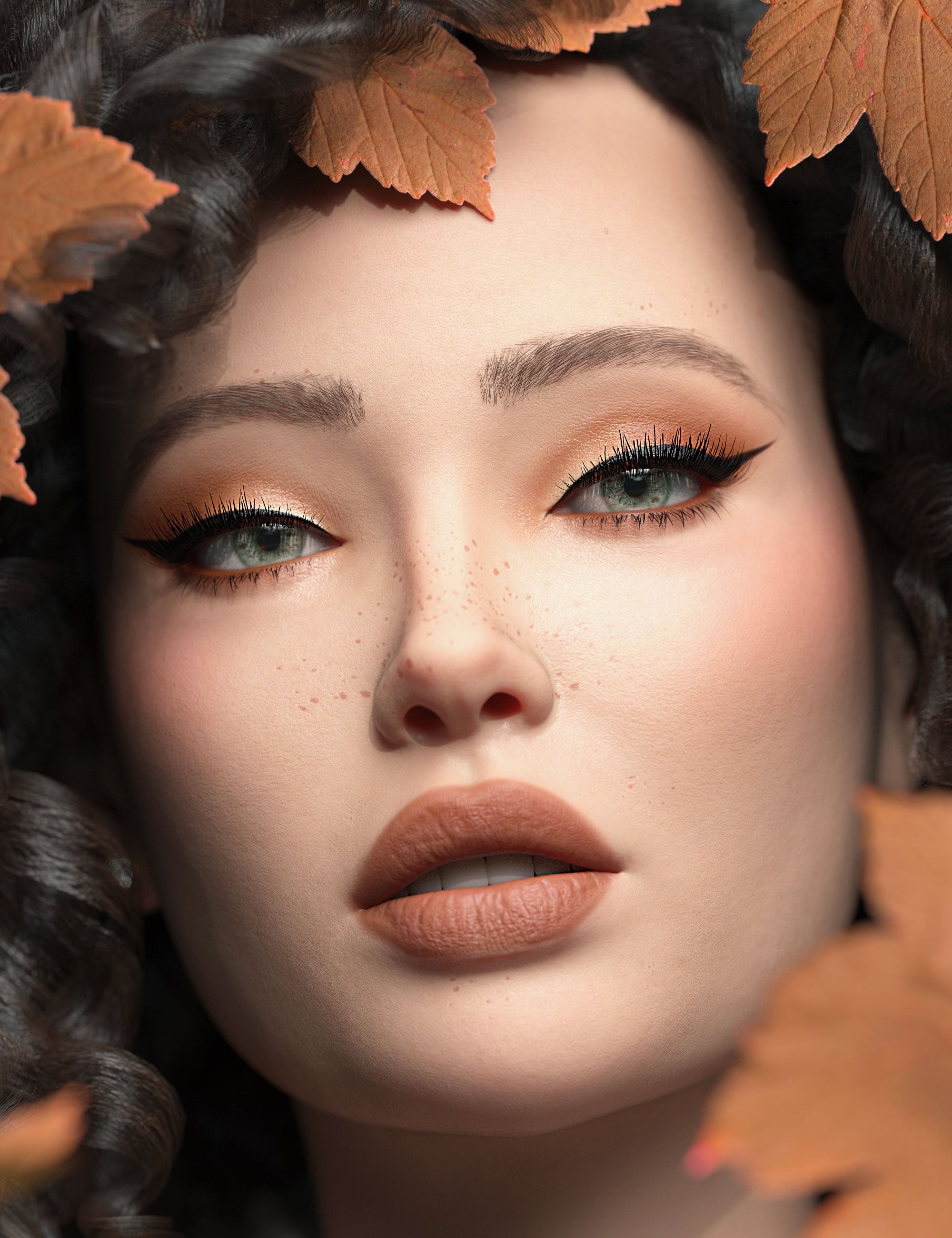 Autumn Vibes LIE Makeup For Genesis 9 by: 3D SugarCosmoXpression, 3D Models by Daz 3D