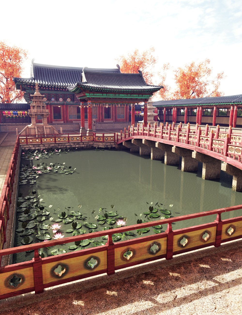 XI Korean Temple Grounds by: Xivon, 3D Models by Daz 3D