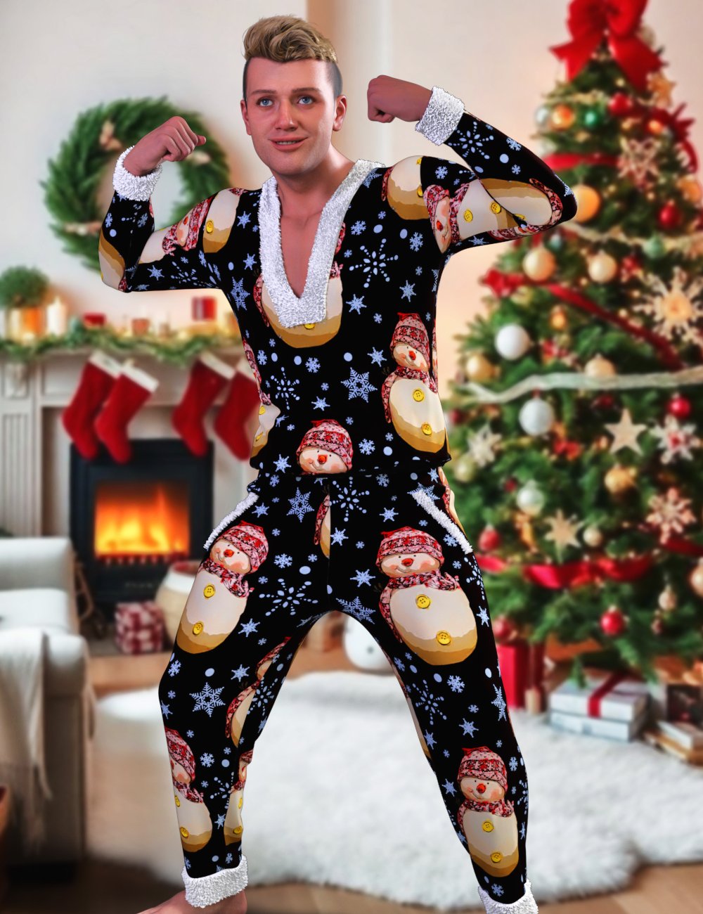 JMR dForce Christmas Jumpsuit for Genesis 9 and 8 Male by: JaMaRe, 3D Models by Daz 3D