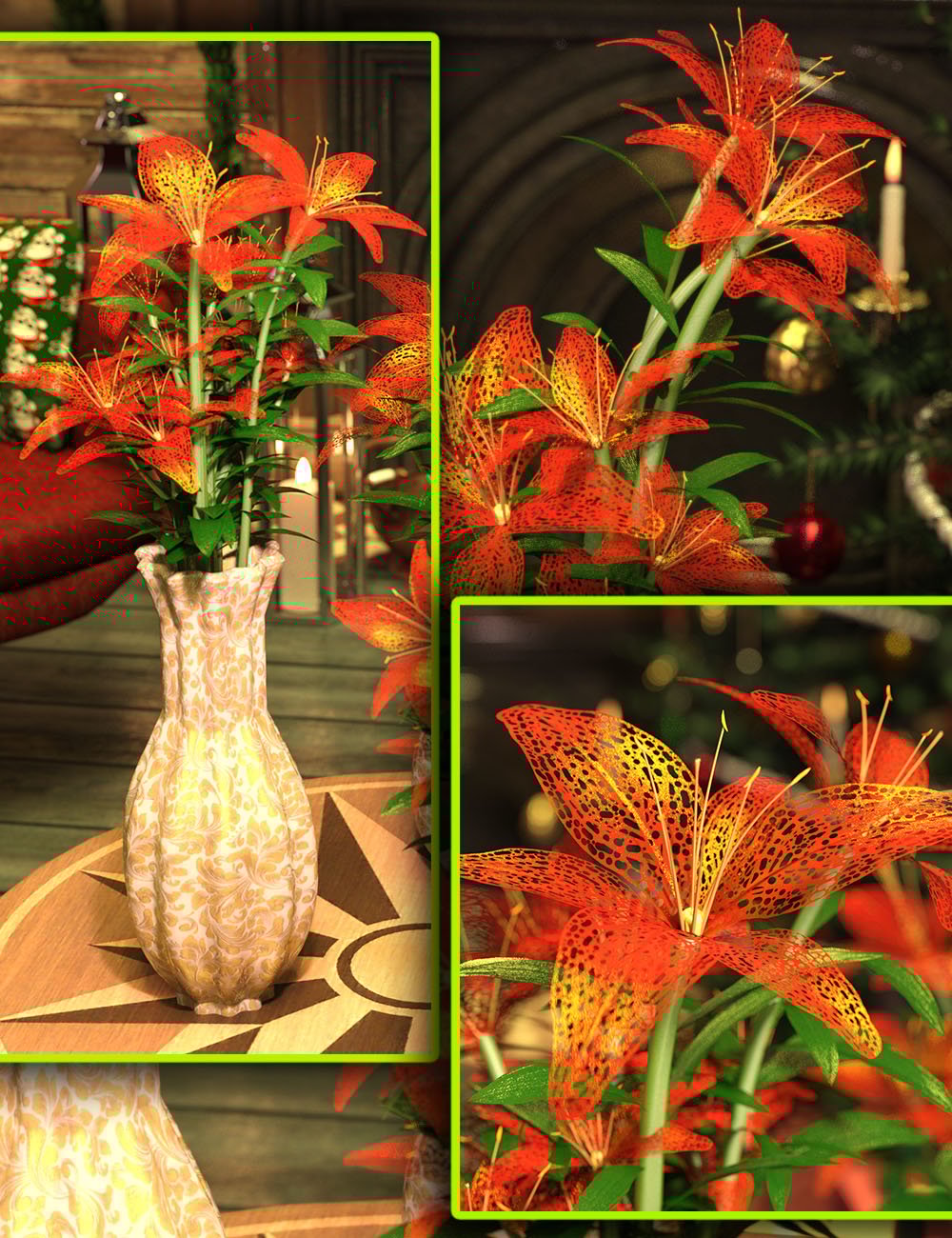 Christmas Bouquets and Vases by: MartinJFrost, 3D Models by Daz 3D