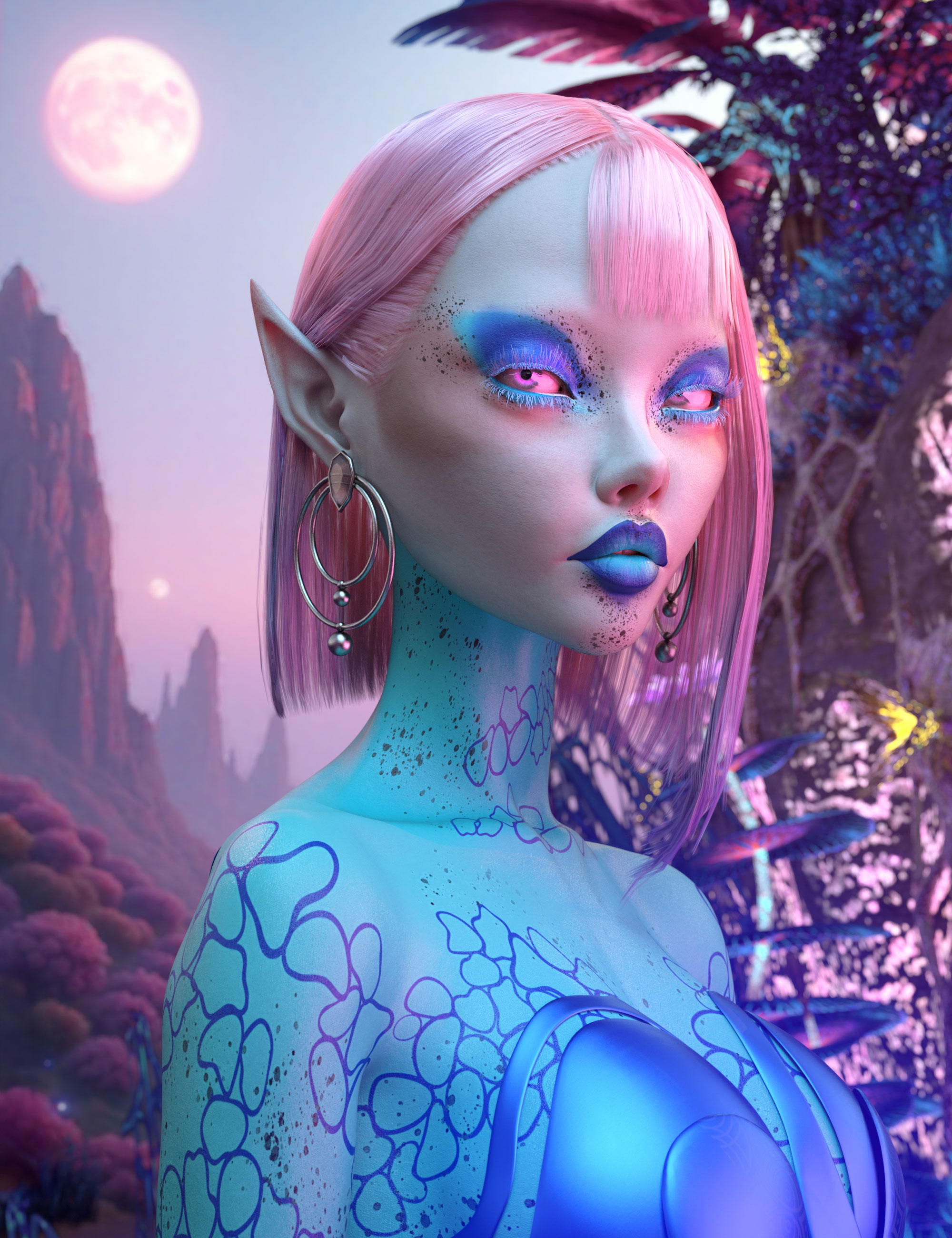 Galactic Beauty LIE Presets For Genesis 9 by: 3D SugarCosmoXpressionFriendship Studio, 3D Models by Daz 3D