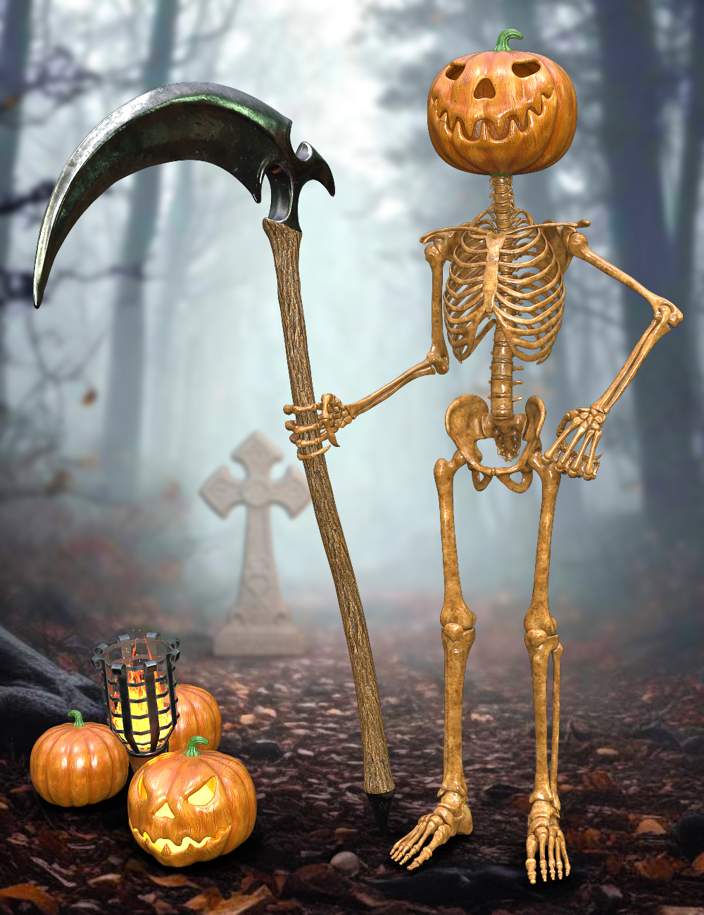Jack O Lantern for Midnight Bones by: midnight_stories, 3D Models by Daz 3D