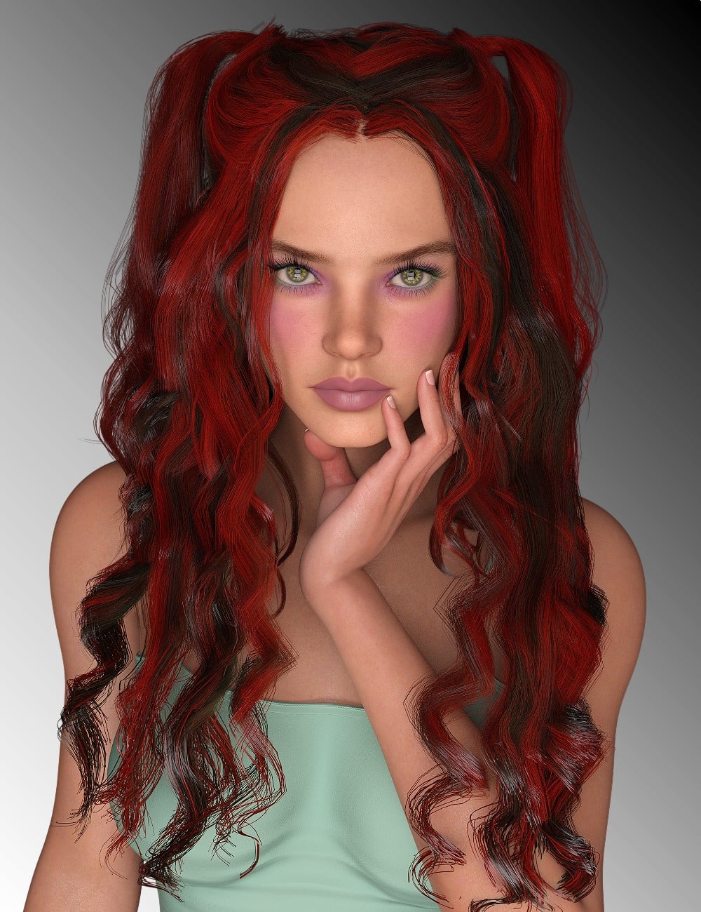 L3D Candy Glow Add-On Gaelle Candy Curls by: LUNA3D, 3D Models by Daz 3D