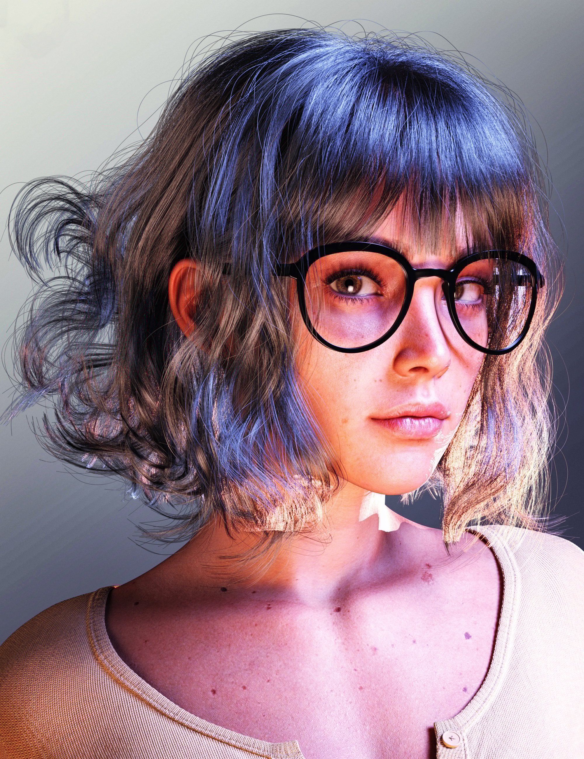 dForce Strand-Based FE Short Curly Bob Hair for Genesis 9, 8, and 8.1 by: FeSoul, 3D Models by Daz 3D