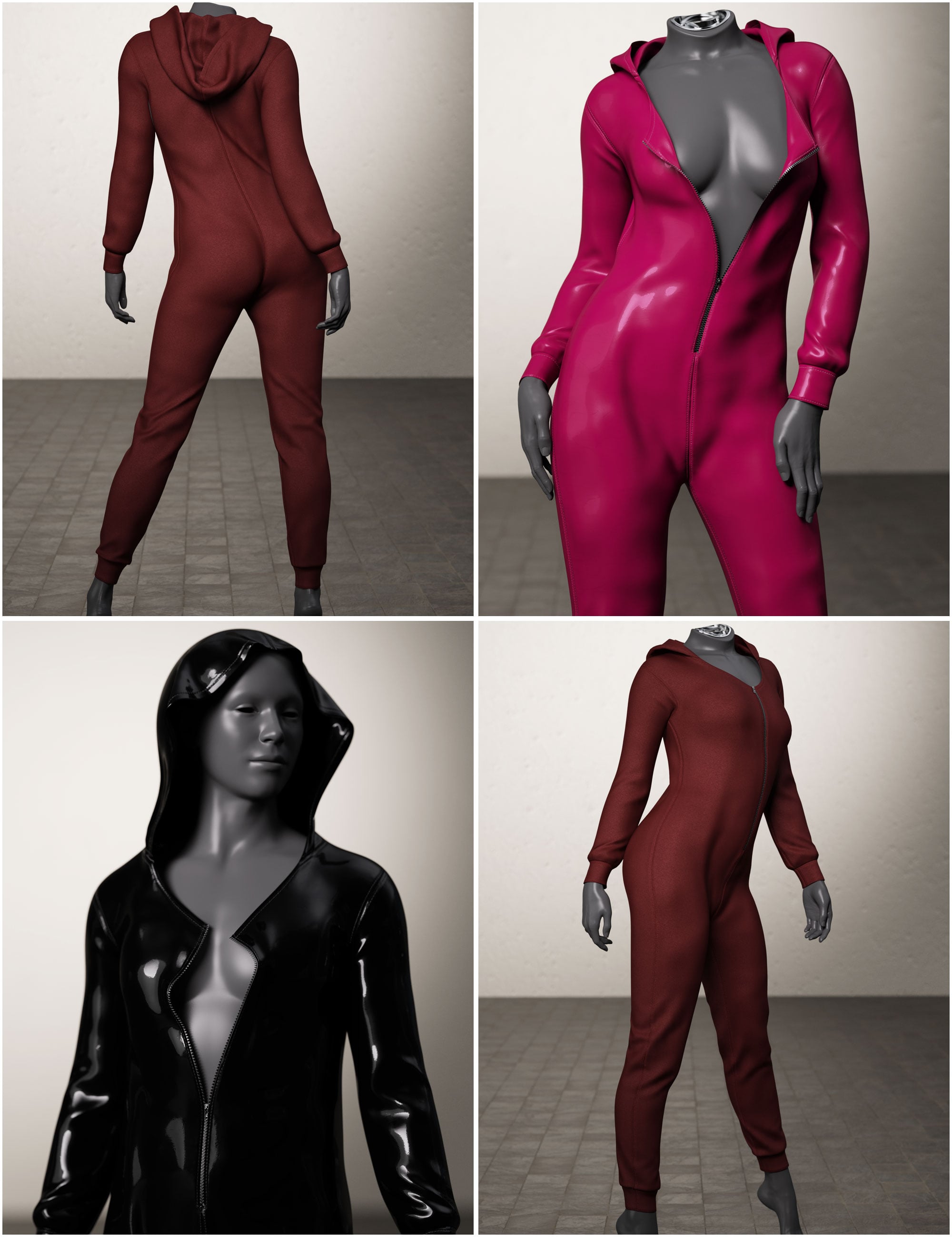 dForce Hooded Bodysuit for Genesis 9 by: outoftouch, 3D Models by Daz 3D
