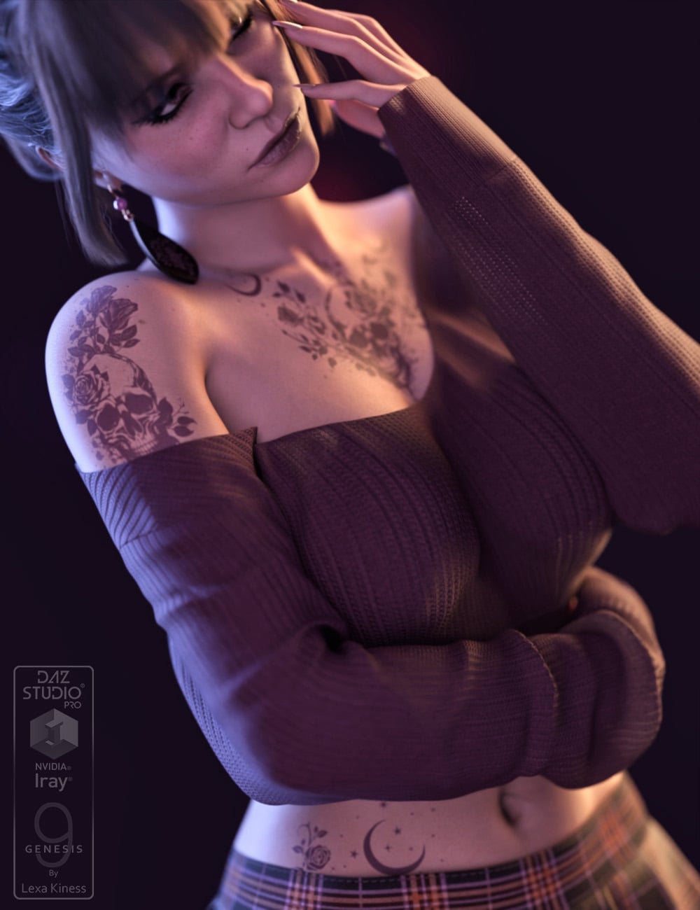 Astrella Tattoos for Genesis 9 by: Lexa Kiness, 3D Models by Daz 3D