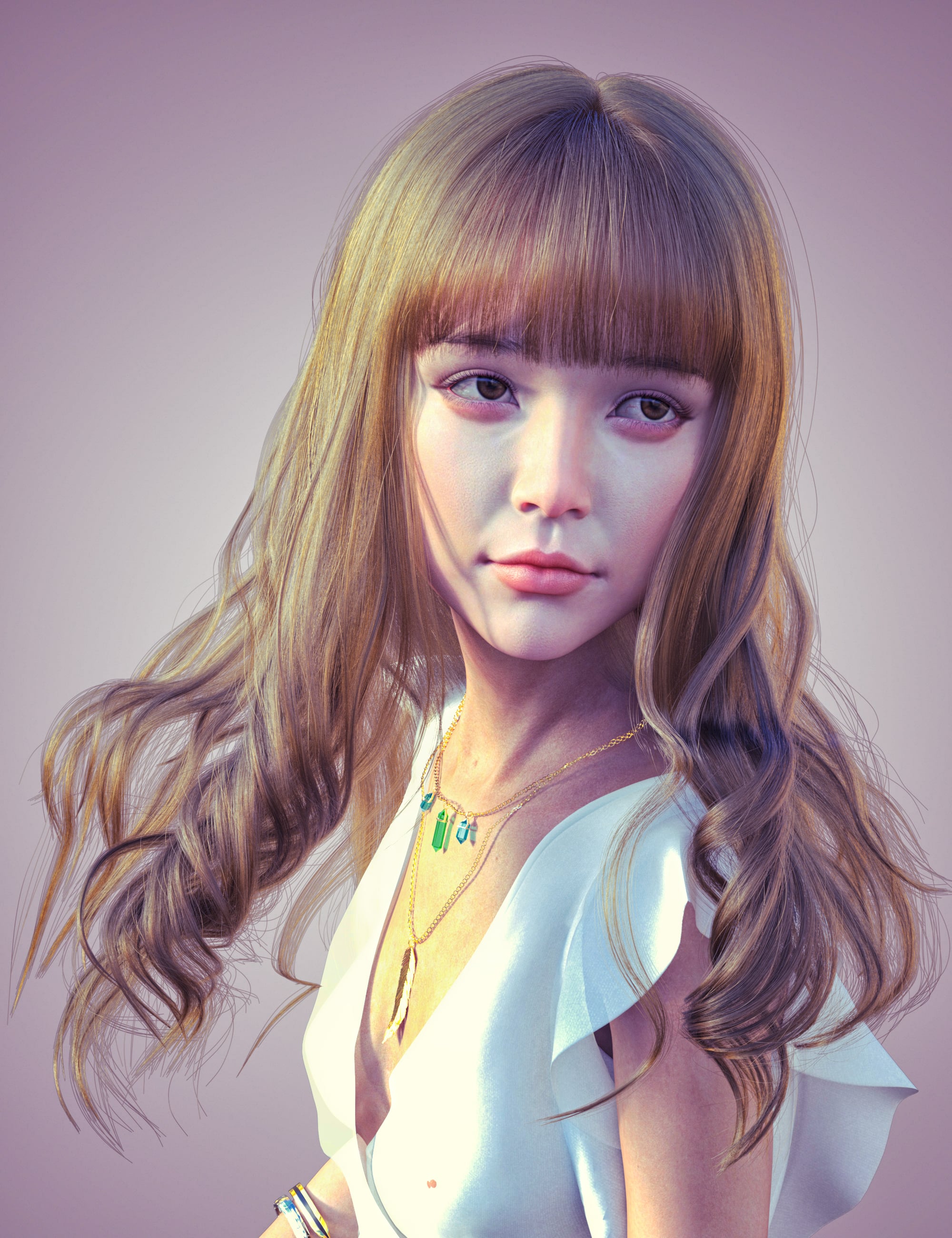 dForce FE Curly Gentle Long Hair for Genesis 9, 8, and 8.1 by: FeSoul, 3D Models by Daz 3D