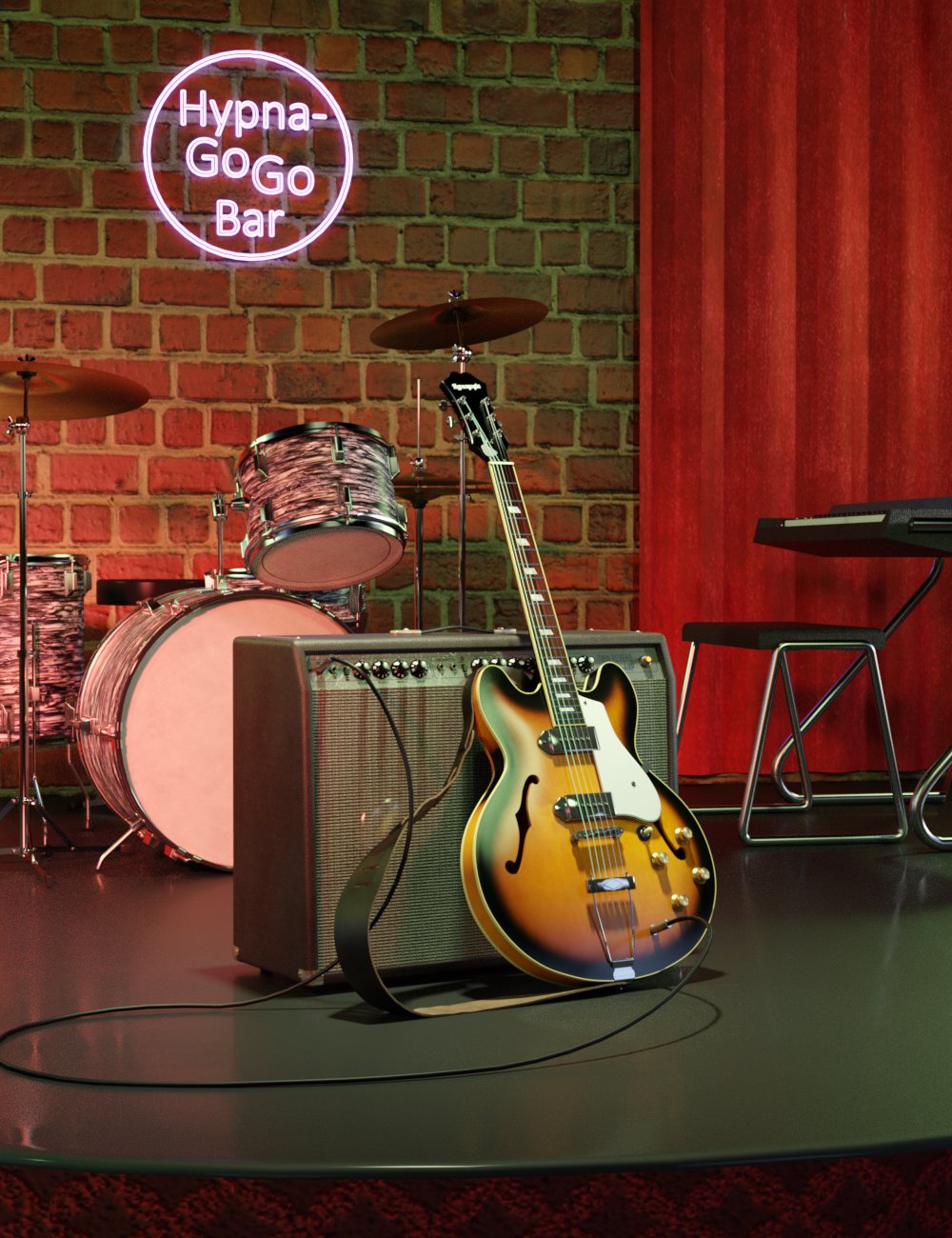 Vintage Guitar and Amp by: hypnagogia, 3D Models by Daz 3D