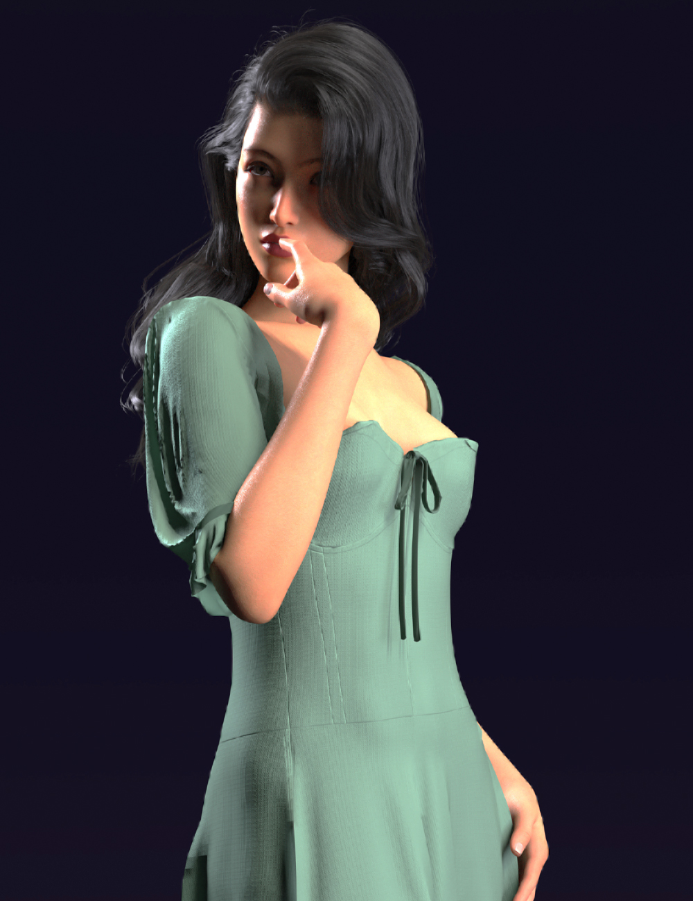 dForce Milkmaid Dress for Genesis 9 by: Alodia Thaliel, 3D Models by Daz 3D