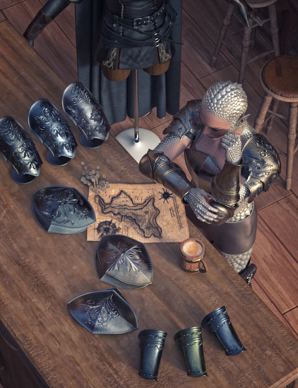 dForce KuJ Adventurer Warrior Set Texture Add-On