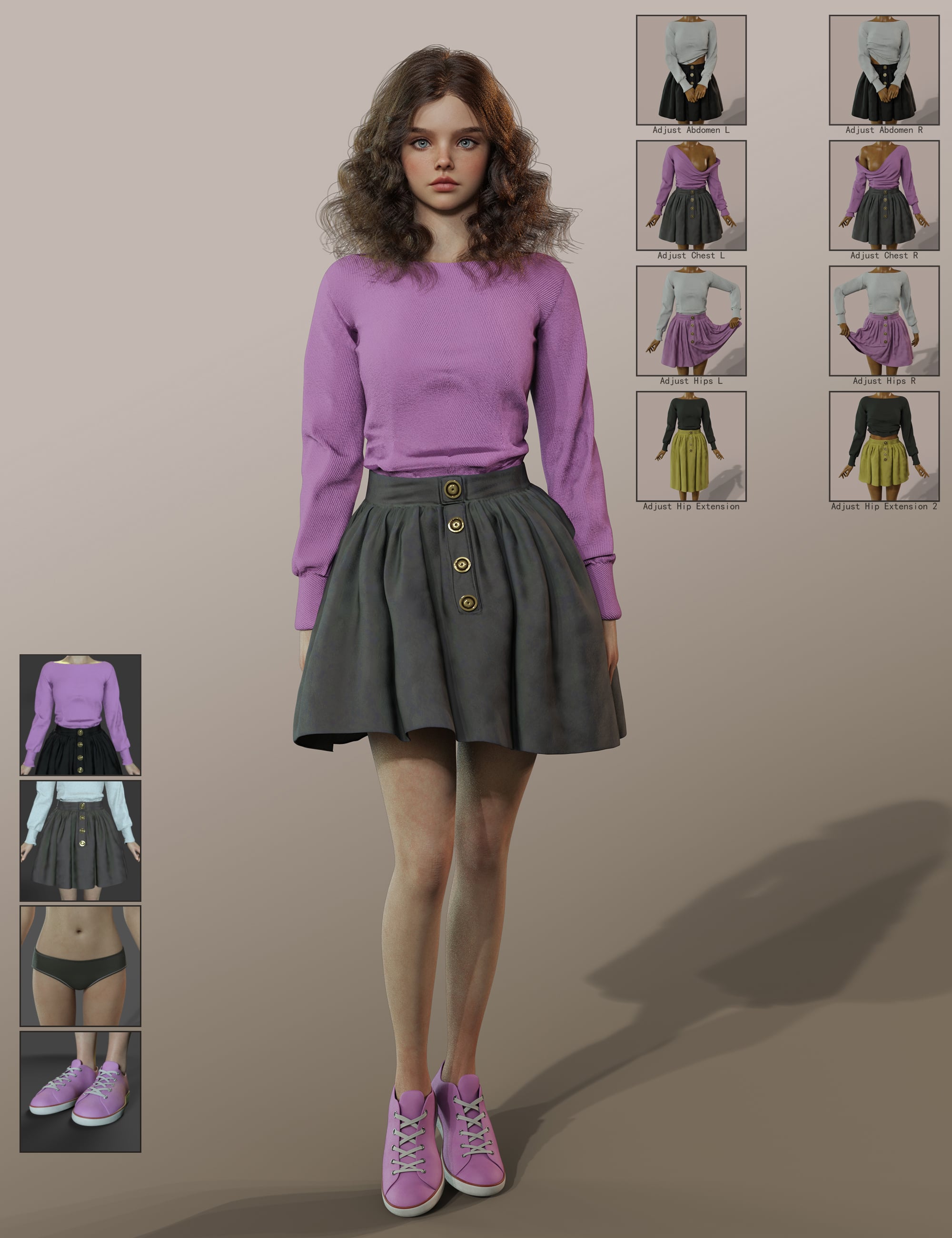 dForce MB Casual Style Set Genesis 9 Feminine by: Magic Brush, 3D Models by Daz 3D
