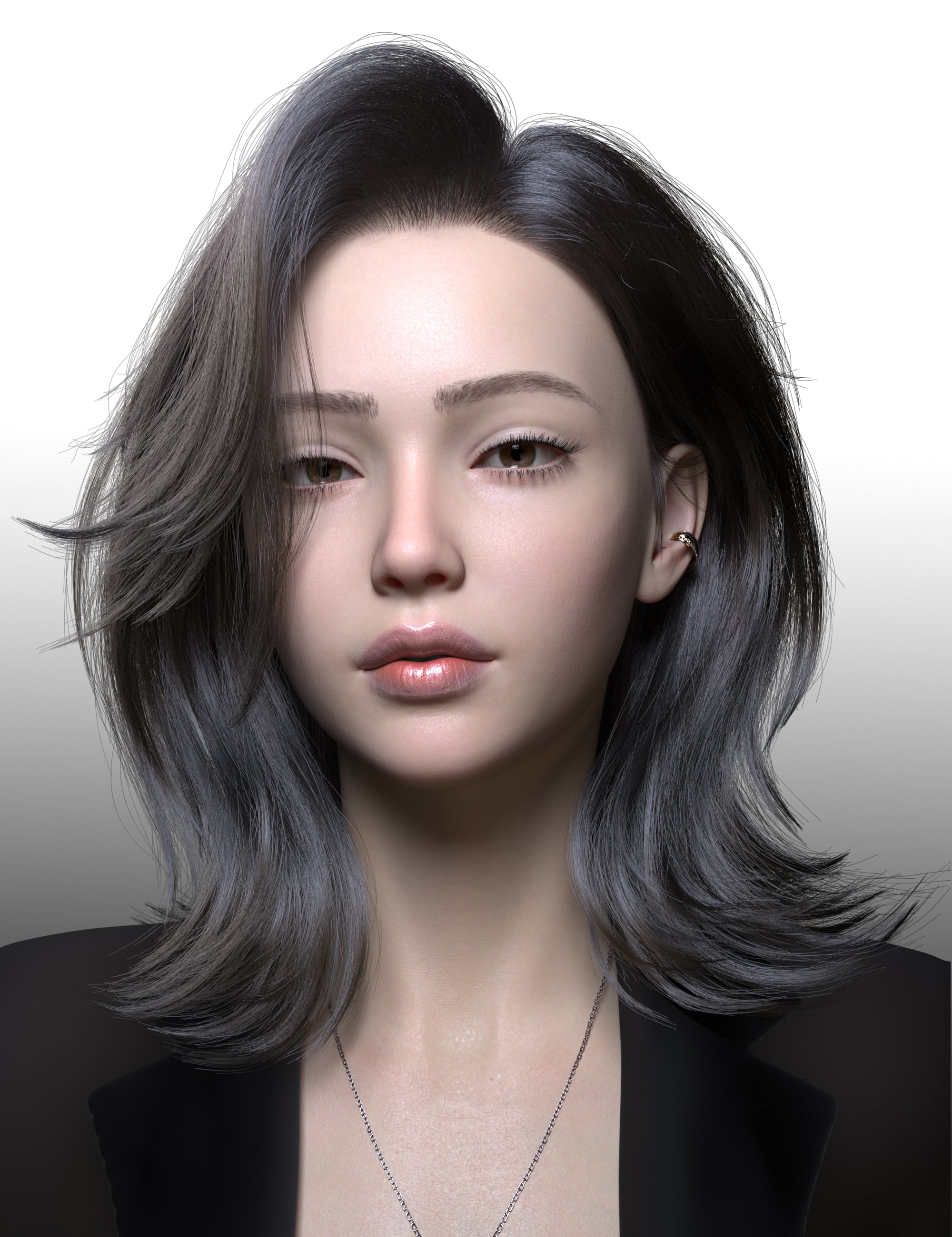 dForce Strand-Based FE Chic Layered Bob Hair for Genesis 9, 8, and 8.1 by: FeSoul, 3D Models by Daz 3D