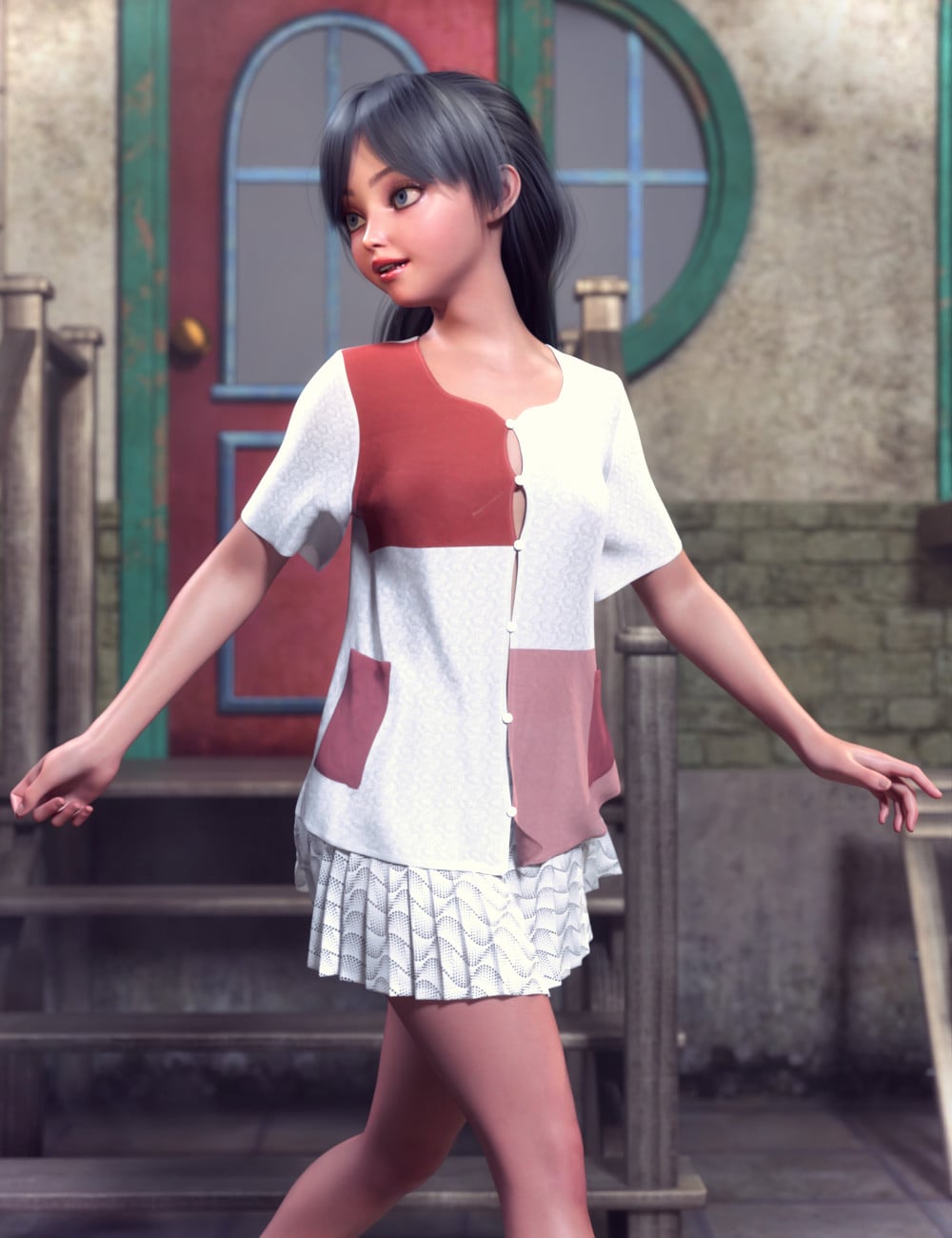dForce Sunny Summer Outfit for Genesis 9 by: tentman, 3D Models by Daz 3D