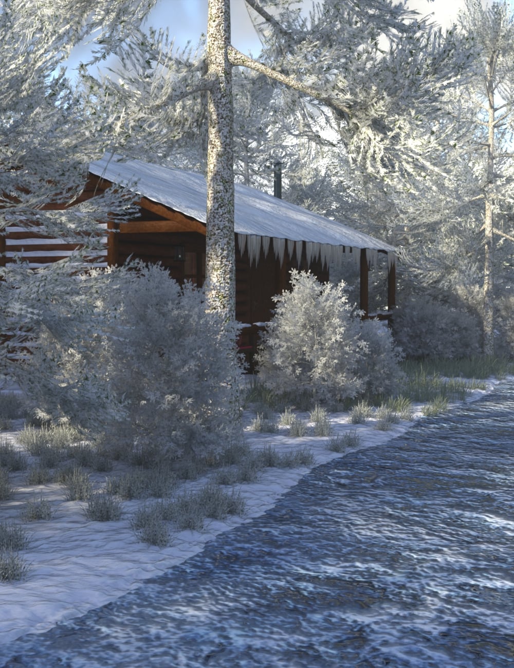 My Log Cabin Winter Add-on by: JeffersonAF, 3D Models by Daz 3D