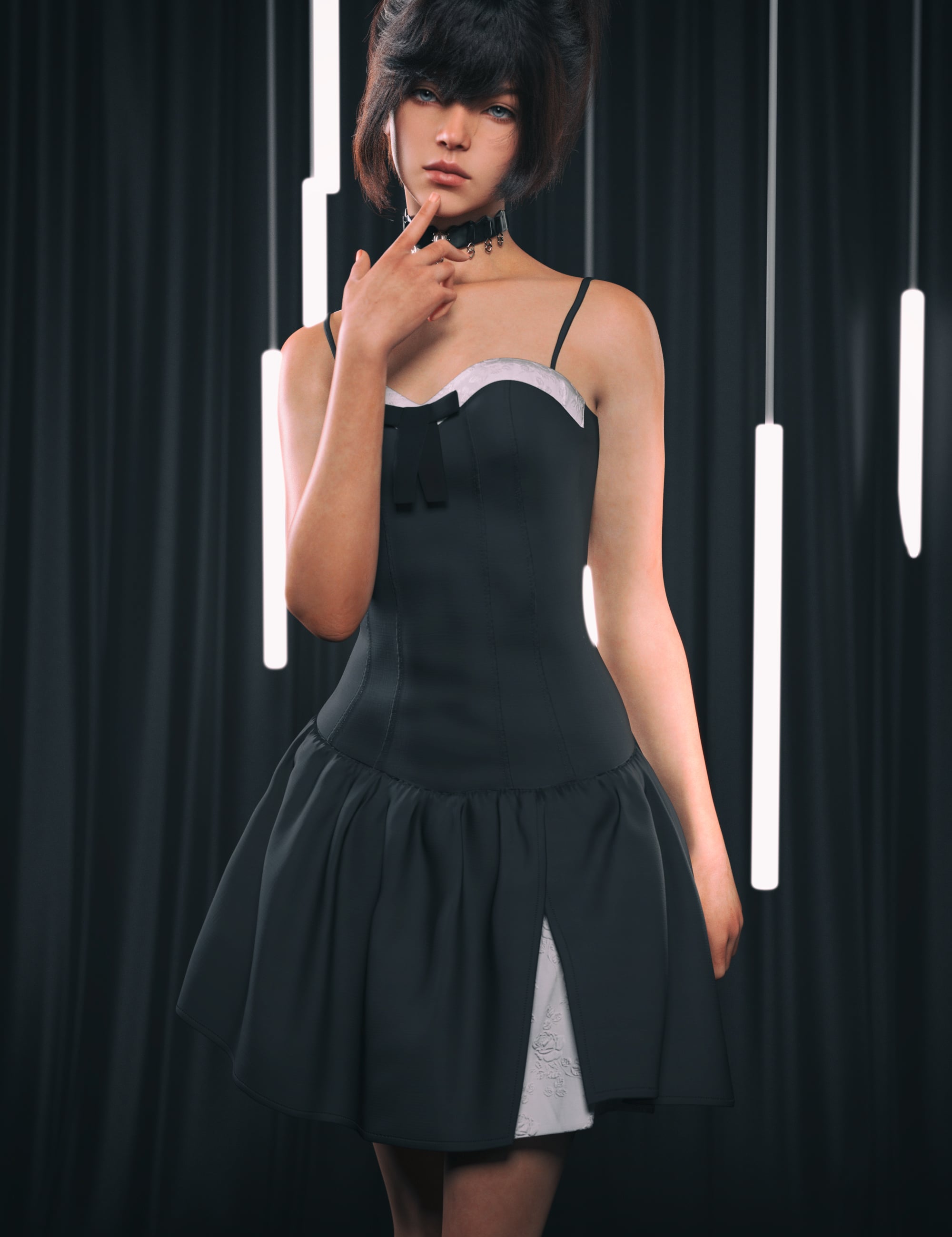 dForce Nirv Bowknot Camisole Dress for Genesis 9 by: Nirvana, 3D Models by Daz 3D