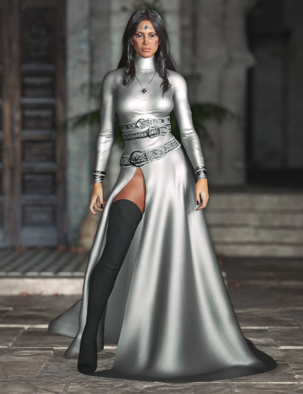 dForce CB Aisha Dress for Genesis 9 by: CynderBlue, 3D Models by Daz 3D