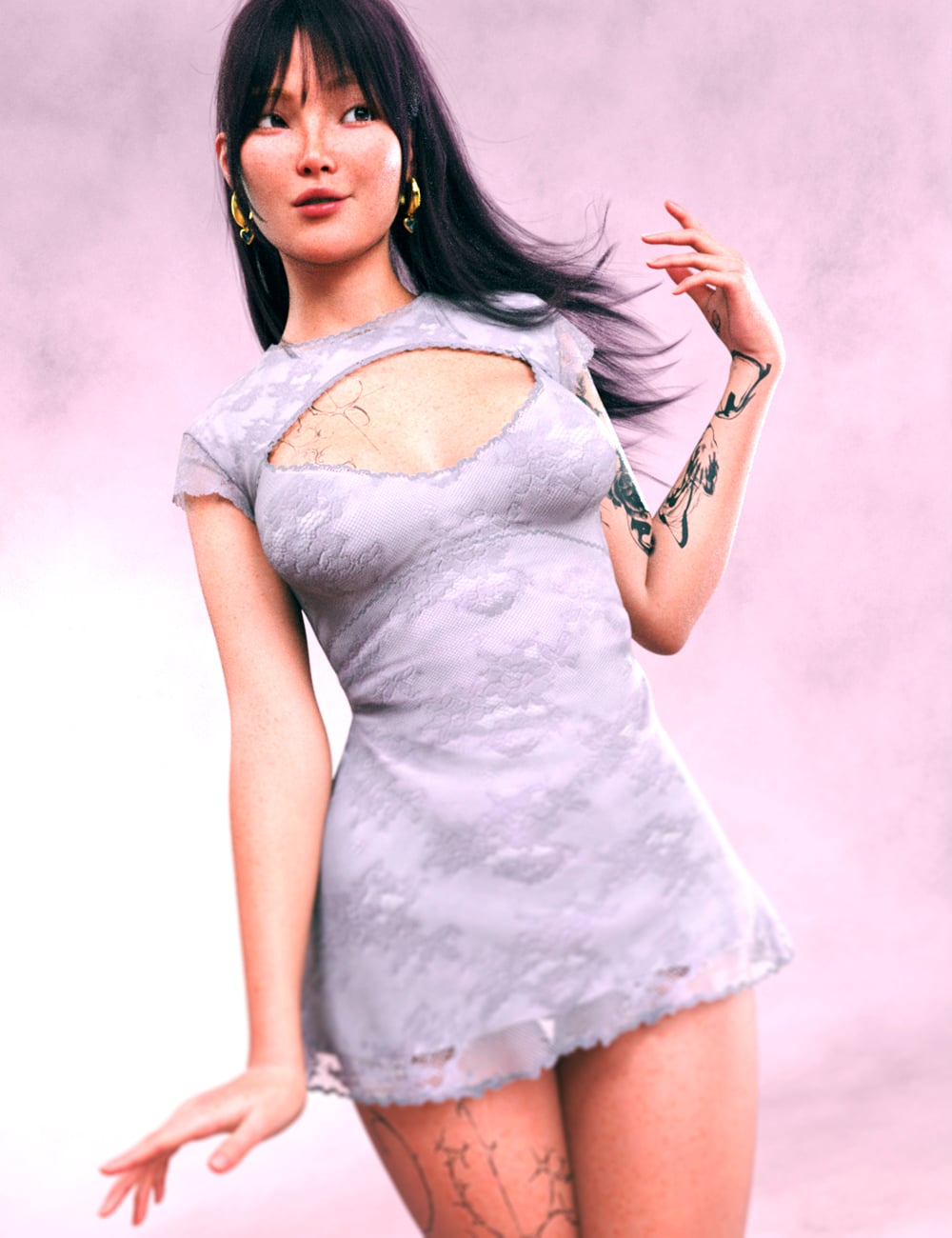 dForce LA Dainty Outfit for Genesis 9 Feminine by: Laia, 3D Models by Daz 3D