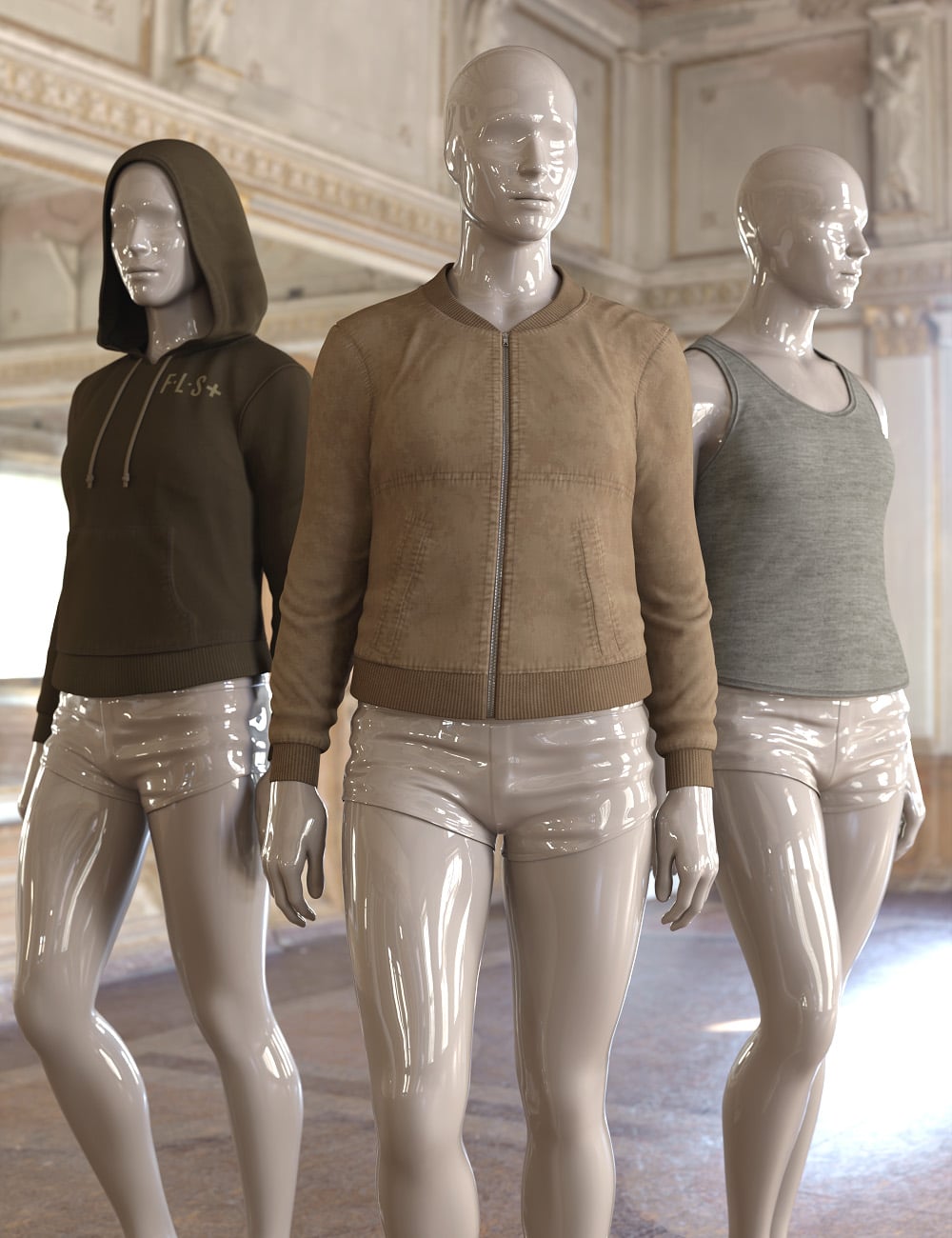 Mix-n-Match dForce Urban Elements Tops for Genesis 9 by: 3D Universe, 3D Models by Daz 3D