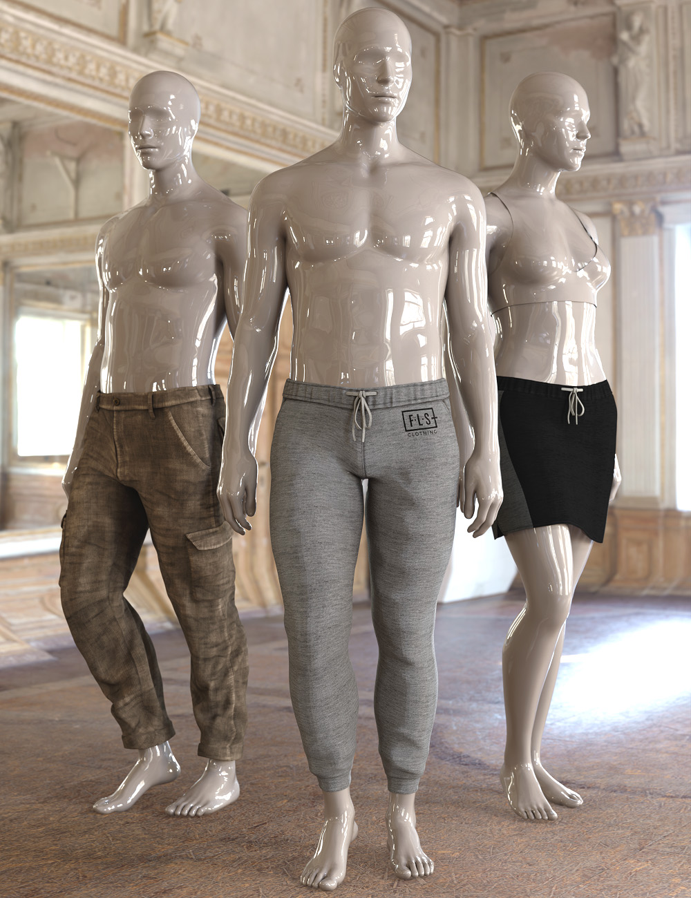 Mix-n-Match dForce Urban Elements Bottoms for Genesis 9 by: 3D Universe, 3D Models by Daz 3D