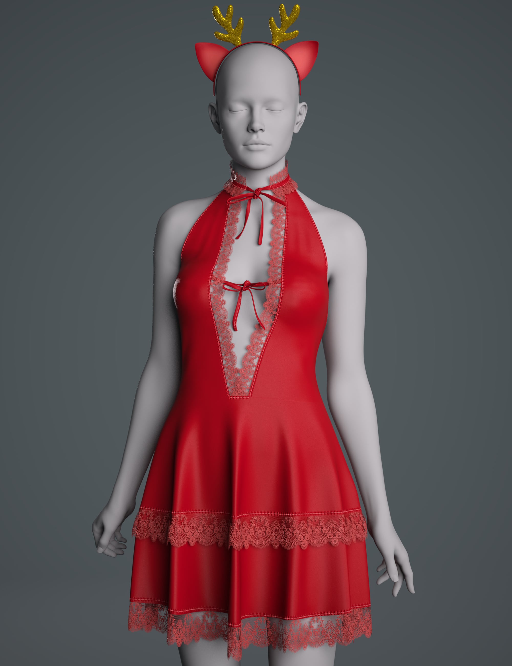 dForce GN Christmas Dress​ for Genesis 9, 8.1, and 8 Female by: Goanna, 3D Models by Daz 3D