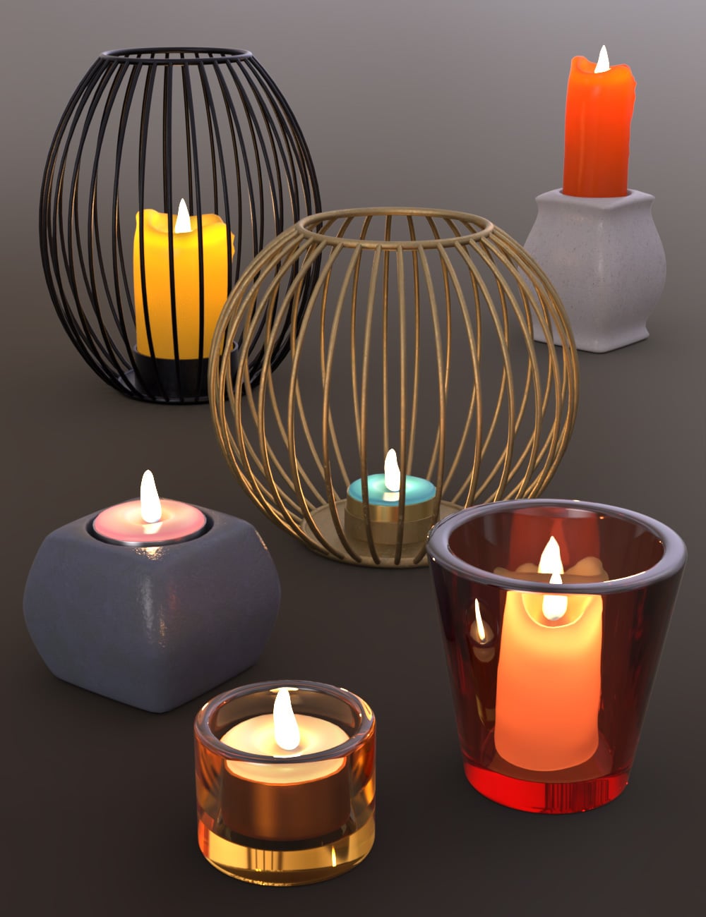Candleholder Set by: esha, 3D Models by Daz 3D