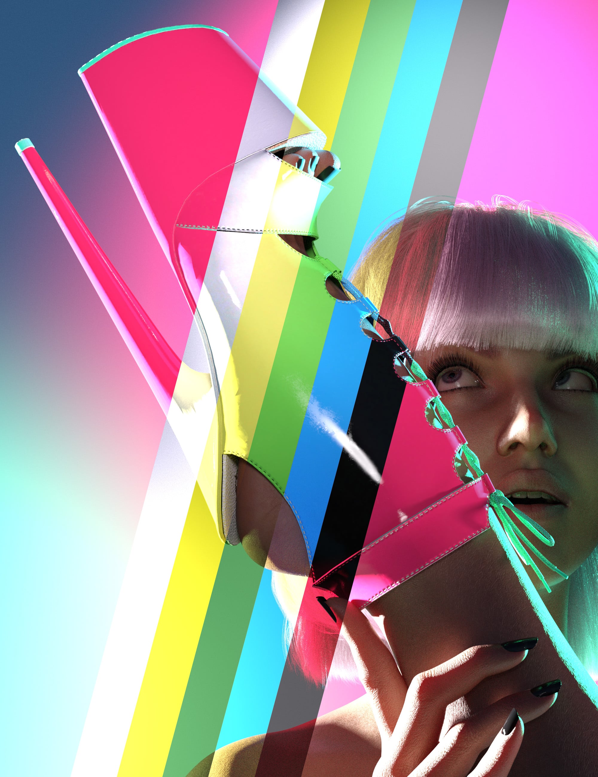 Peep Toe Pleaser Boots for Genesis 9 by: Punkish, 3D Models by Daz 3D