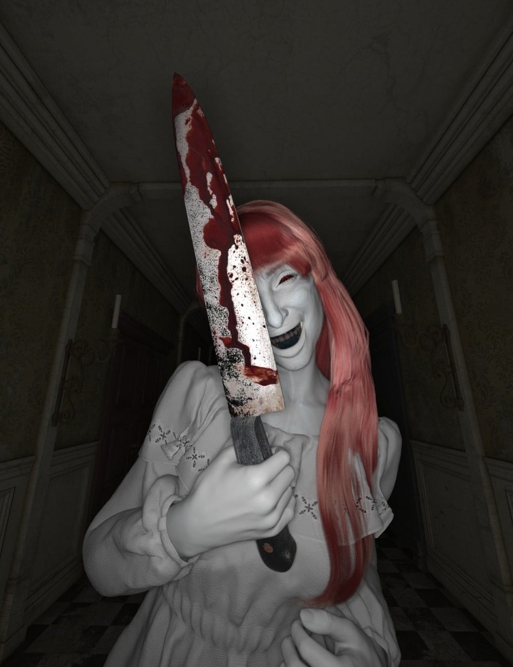 HT Horror Poses and Bloody Knife for Genesis 9 by: Hate94Neu, 3D Models by Daz 3D