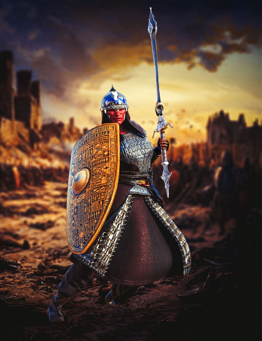 Old World War Shields, Swords & Dagger for Genesis 9 Base by: Giko, 3D Models by Daz 3D