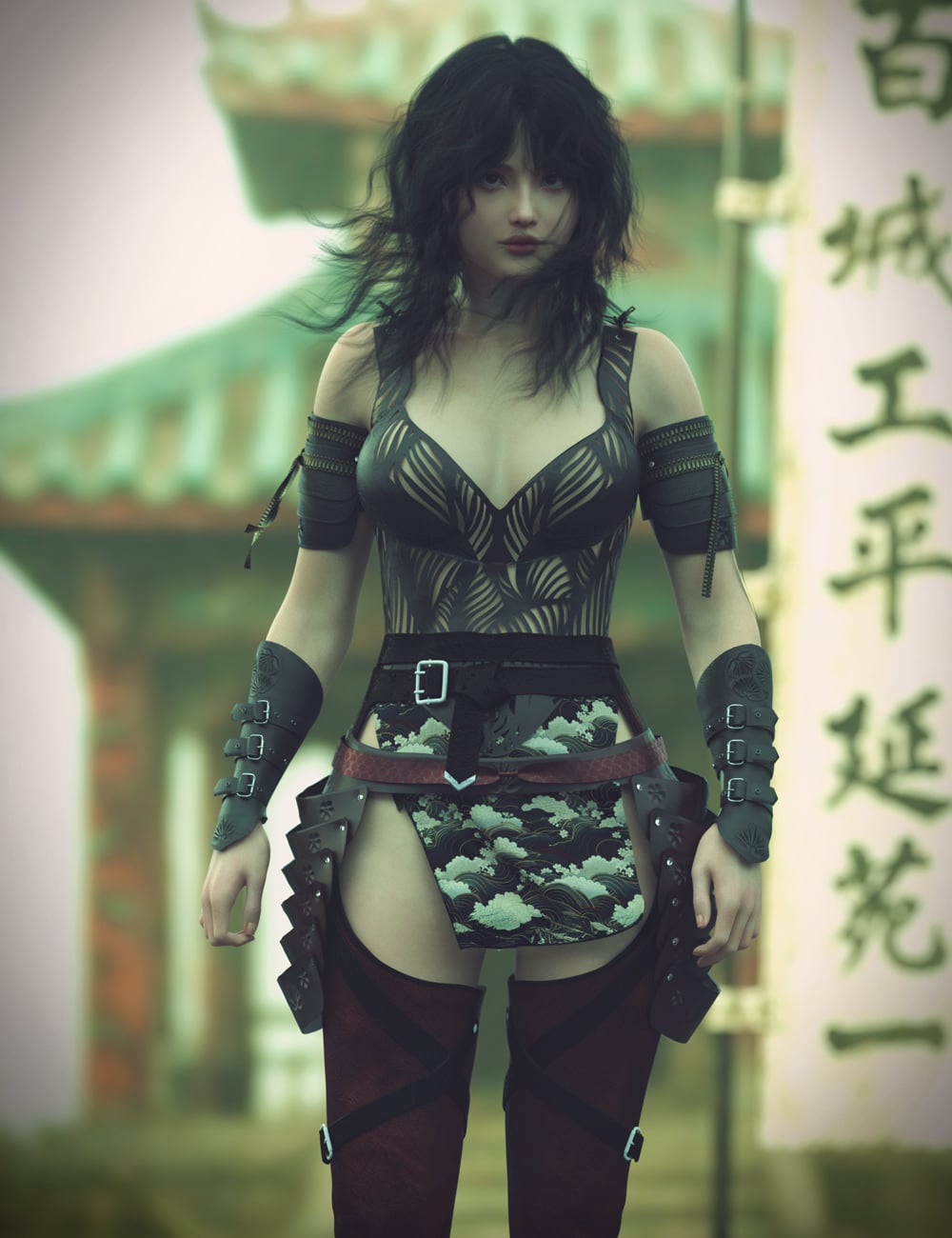Kurohana dForce Outfit for Genesis 9 by: PAMAWO, 3D Models by Daz 3D