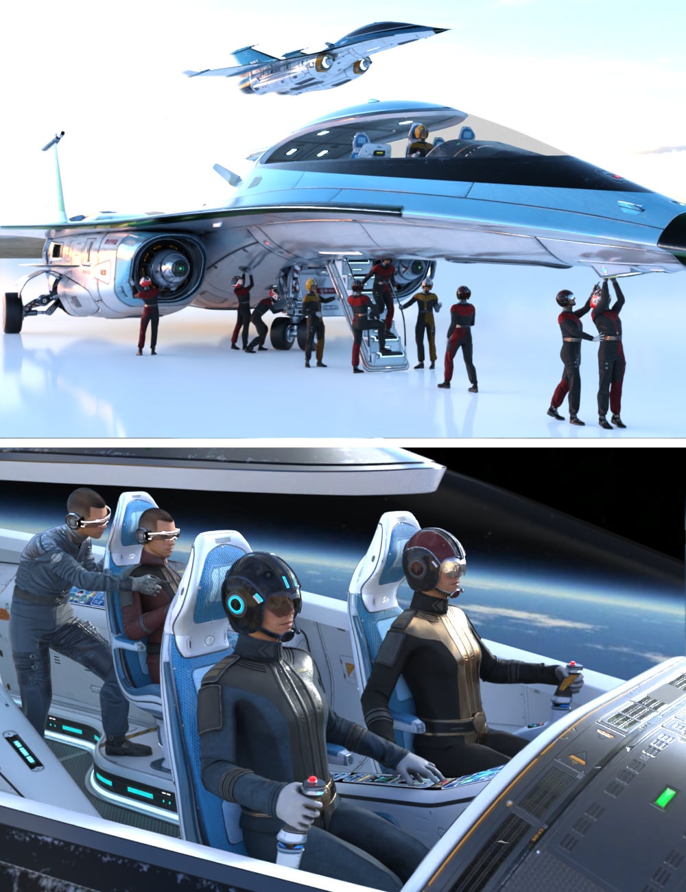 Alpha Star Cockpit Poses by: Kibarreto, 3D Models by Daz 3D