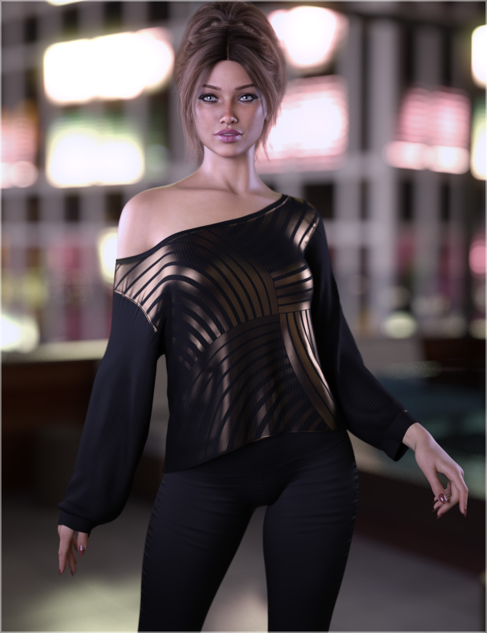 dForce City Walk Sweater Genesis 9 by: Sveva, 3D Models by Daz 3D