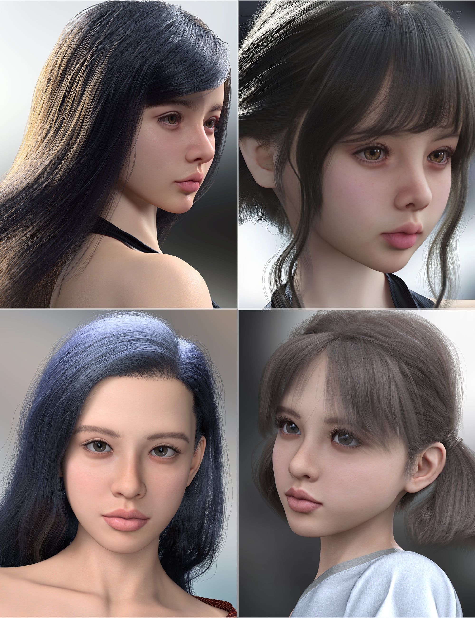 Vo Siri and Young, and Vo Rook and Young HD for Genesis 9 Character Bundle by: VOOTW, 3D Models by Daz 3D