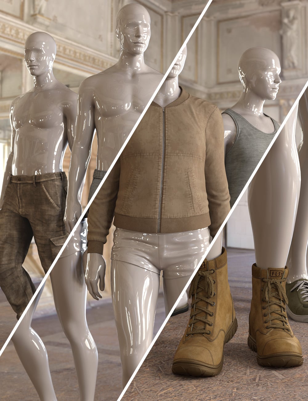 Mix-n-Match dForce Urban Elements Bundle for Genesis 9 by: 3D Universe, 3D Models by Daz 3D