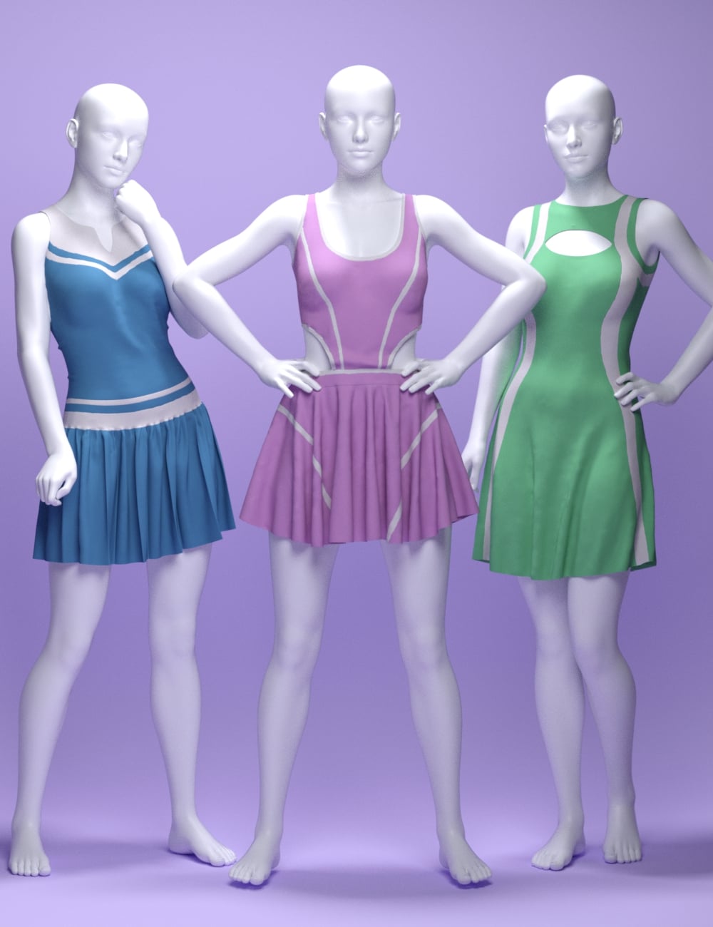 dForce MS Cute Tennis Dresses Set for Genesis 8 Female and Genesis 9 by: MavisSky, 3D Models by Daz 3D