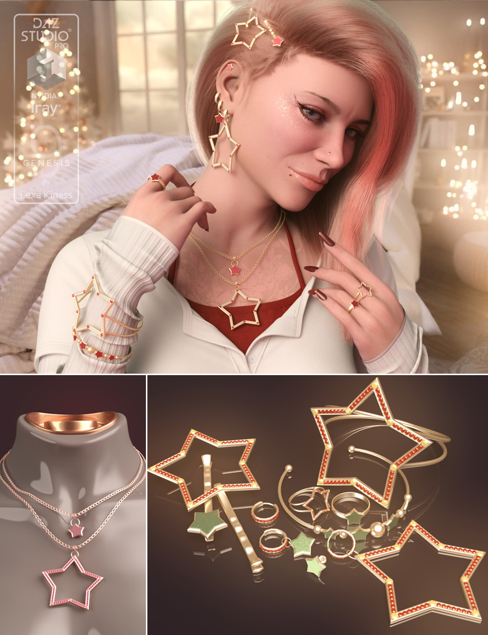 Lumia Jewelry Set for Genesis 9 by: Lexa Kiness, 3D Models by Daz 3D