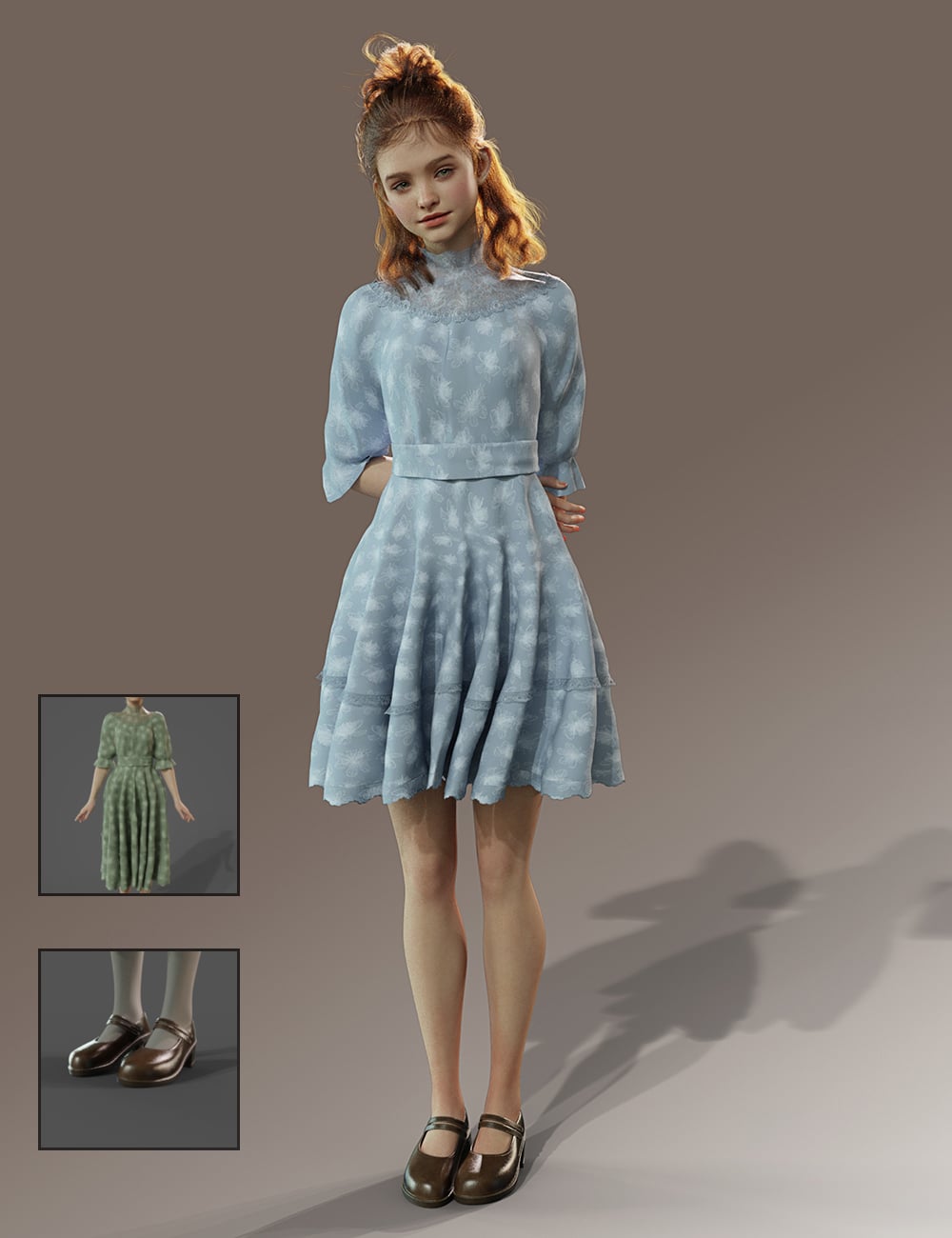 dForce Waisted Dress for Genesis 9 Feminine by: Magic Brush, 3D Models by Daz 3D