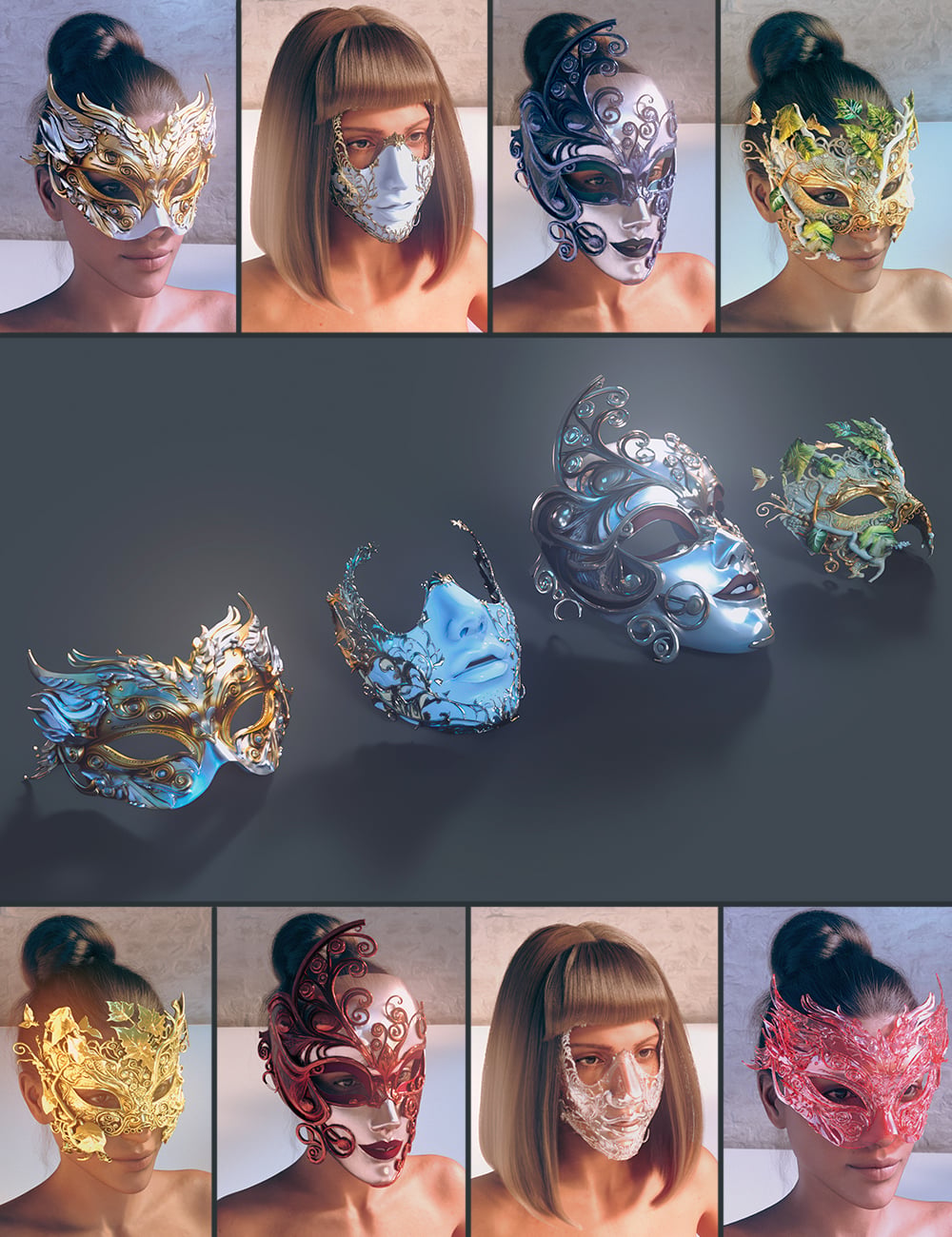 Polish Fantasy Masks 02 by: Polish, 3D Models by Daz 3D