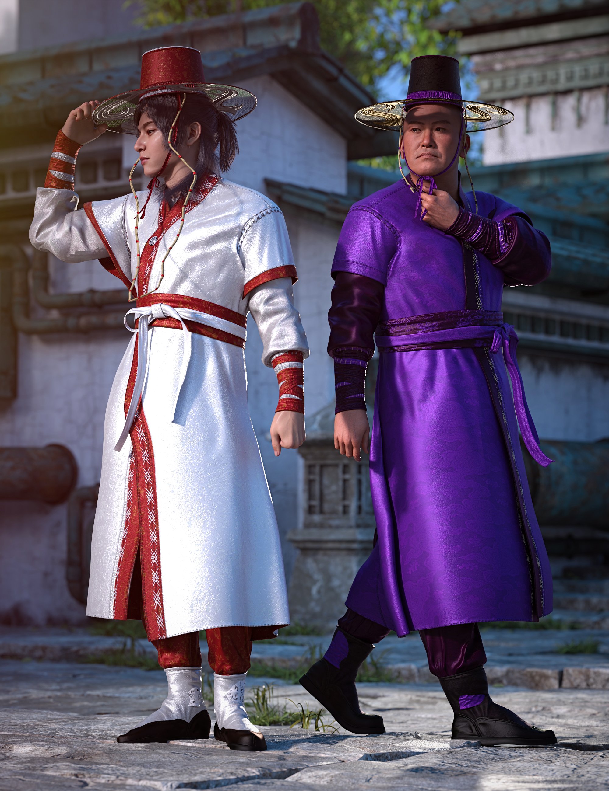 dForce Hanbok Warrior Outfit Texture Add-On by: Barbara Brundon, 3D Models by Daz 3D
