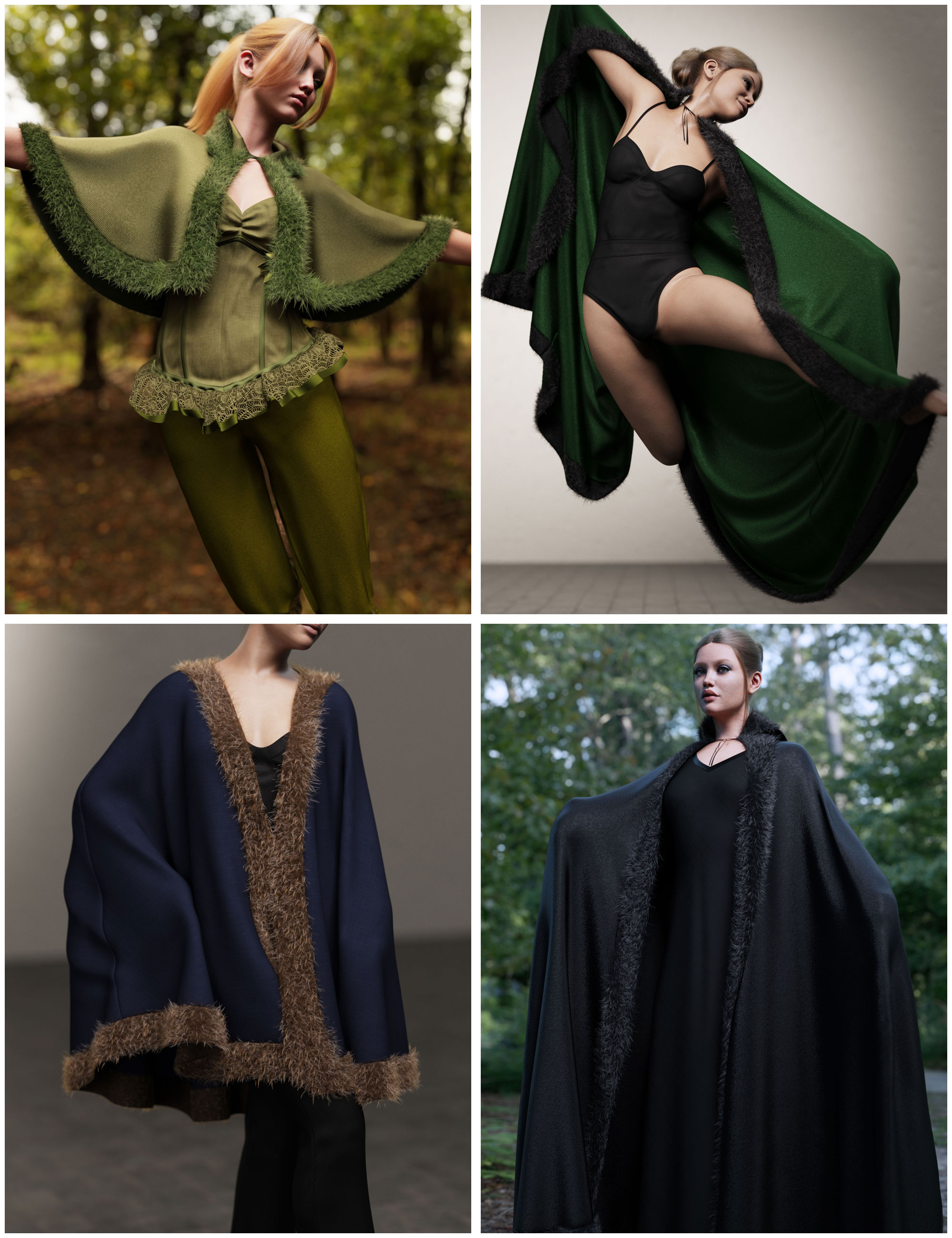 dForce Capes Of Fantasy Winter Edition for Genesis 9 by: outoftouch, 3D Models by Daz 3D