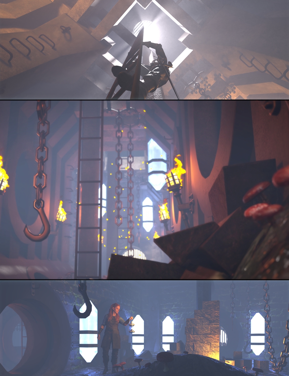 Grim Dungeon Corridor by: KindredArtsDavid BrinnenForbiddenWhispers, 3D Models by Daz 3D