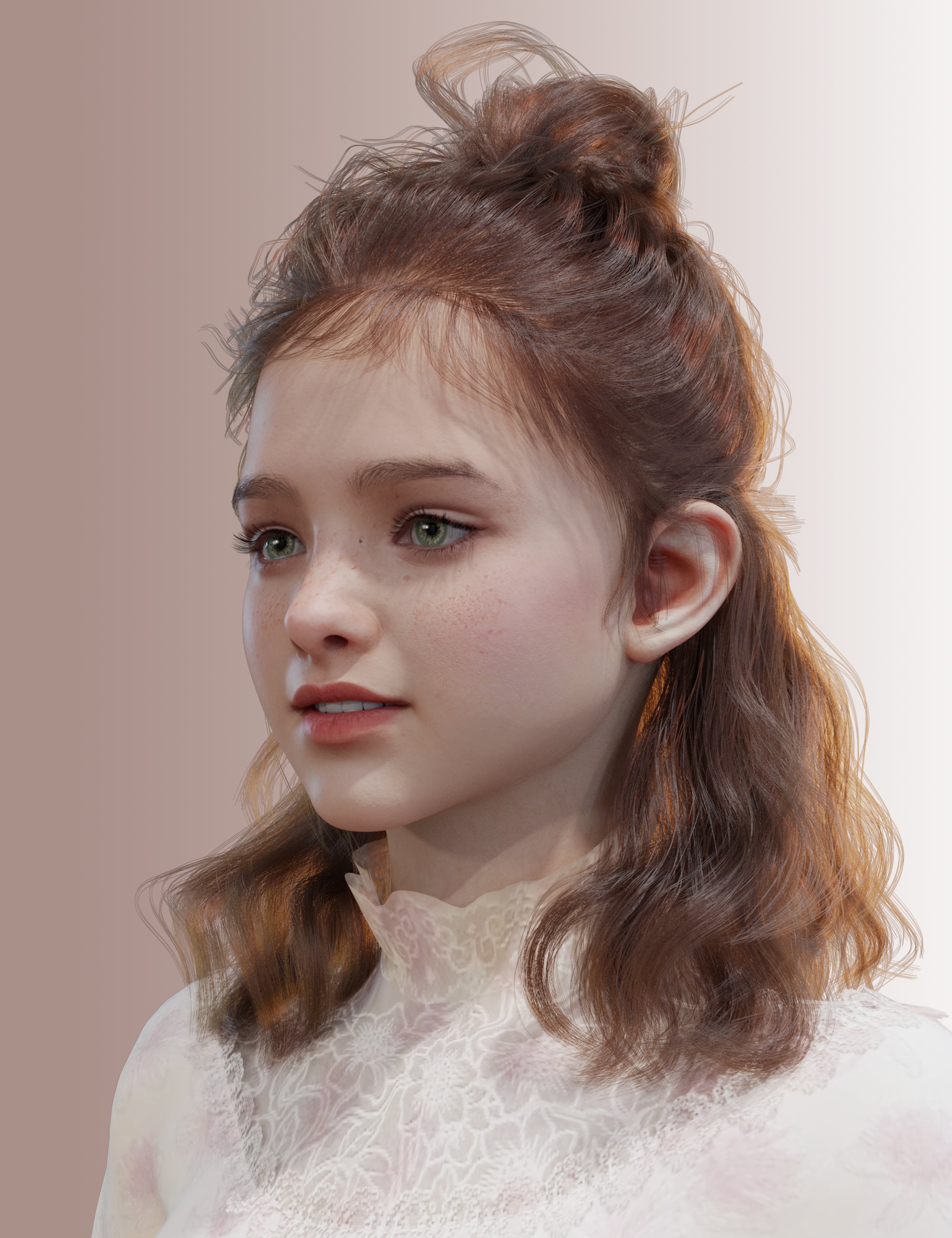 dForce Casual Bun Hair for Genesis 9 by: Magic Brush, 3D Models by Daz 3D