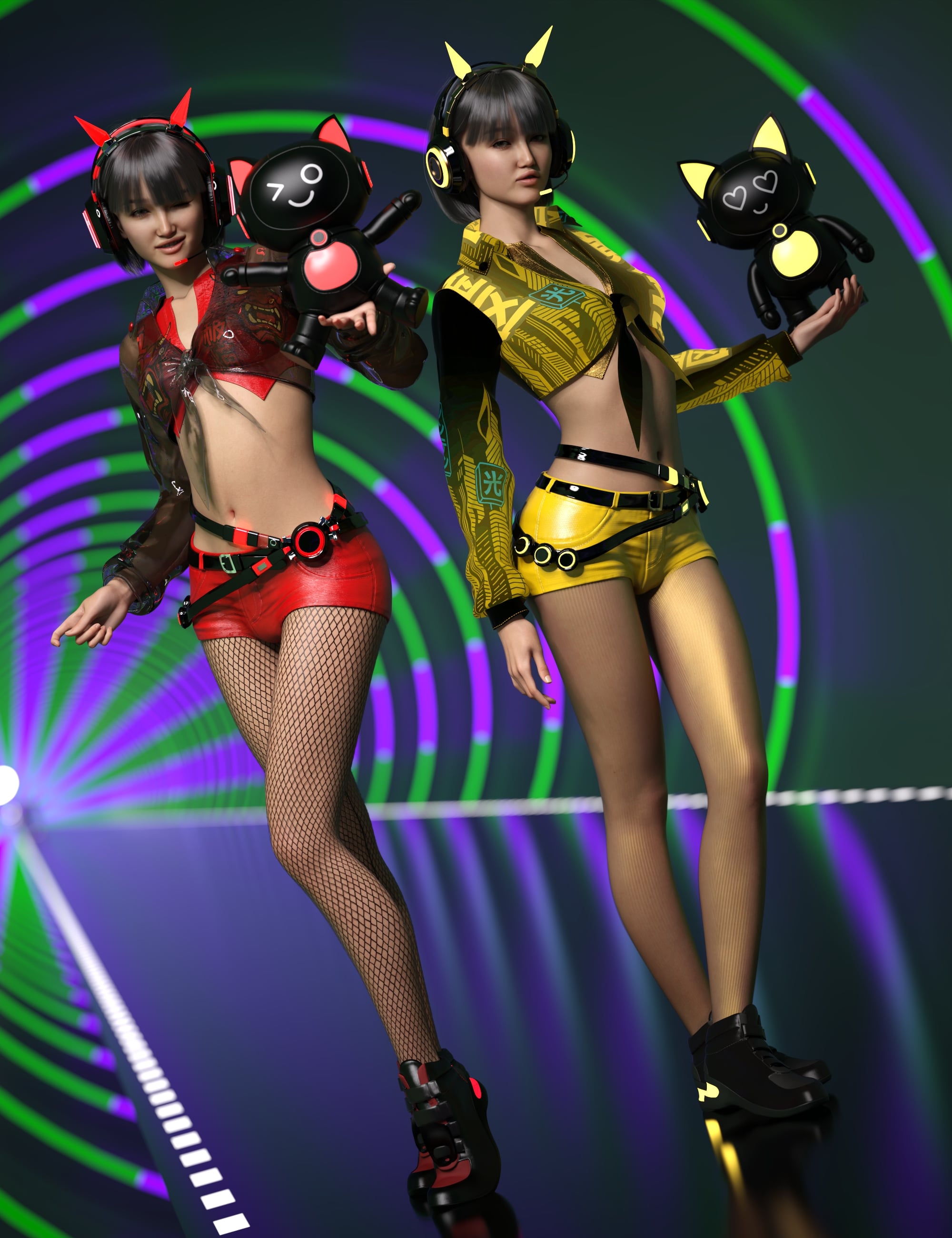 Nekomatrix for Genesis 9 Texture Add On by: Mada, 3D Models by Daz 3D